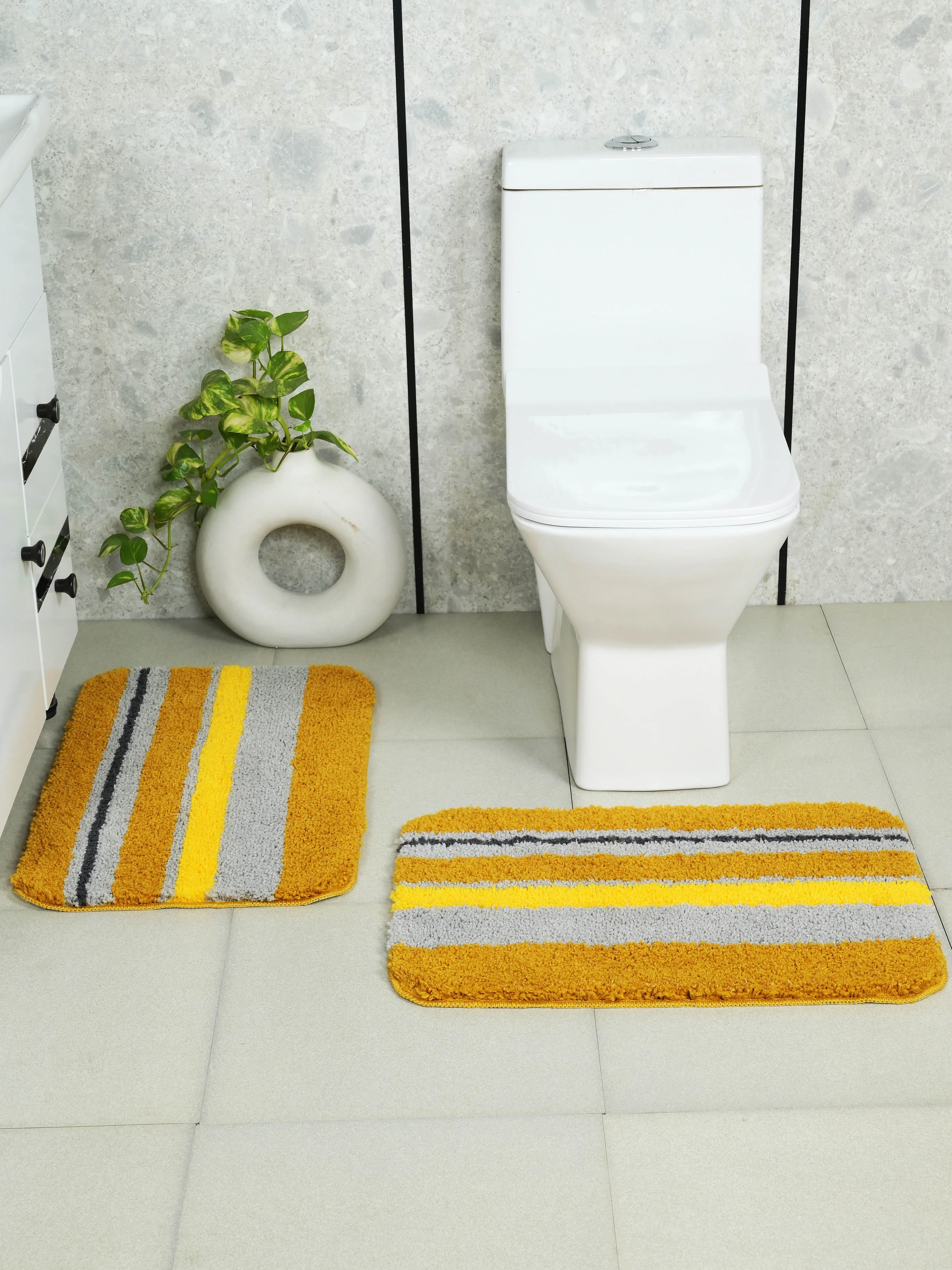 Aby Soft Anti-Slip Bath Mat Set | 2 Pc Combo – Soft Touch & Easy Wash