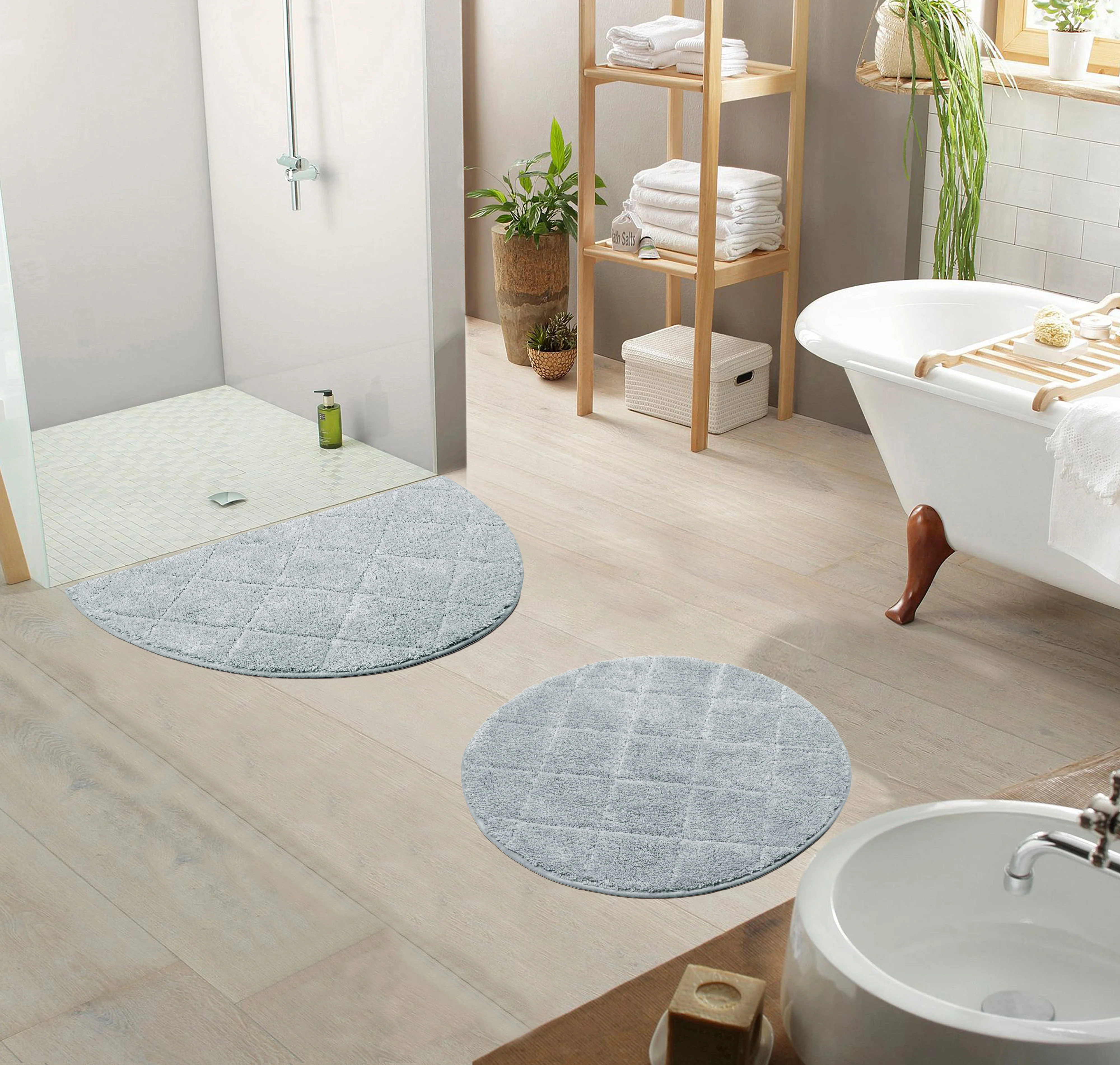 Affaire 100% Organic Cotton Antiskid Bathmat Set (2 Pc) | Plush Feel & Quick Dry