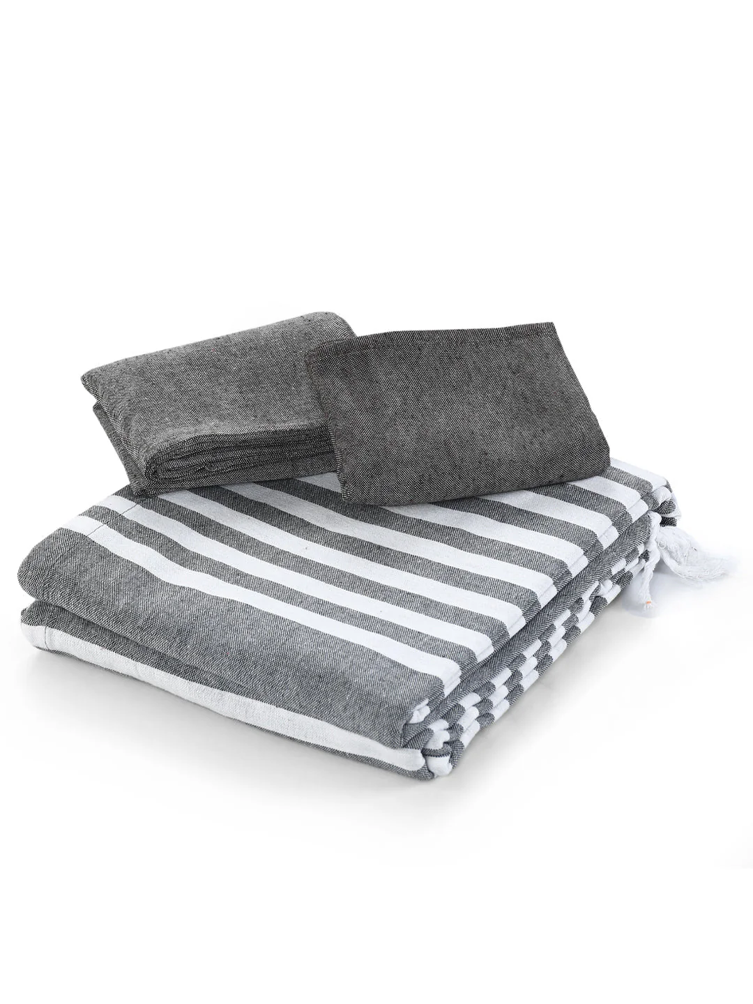 Even Stripe Handwoven Cotton Bed Cover Set – Subtle Line Detailing | Minimal Look - Image 3