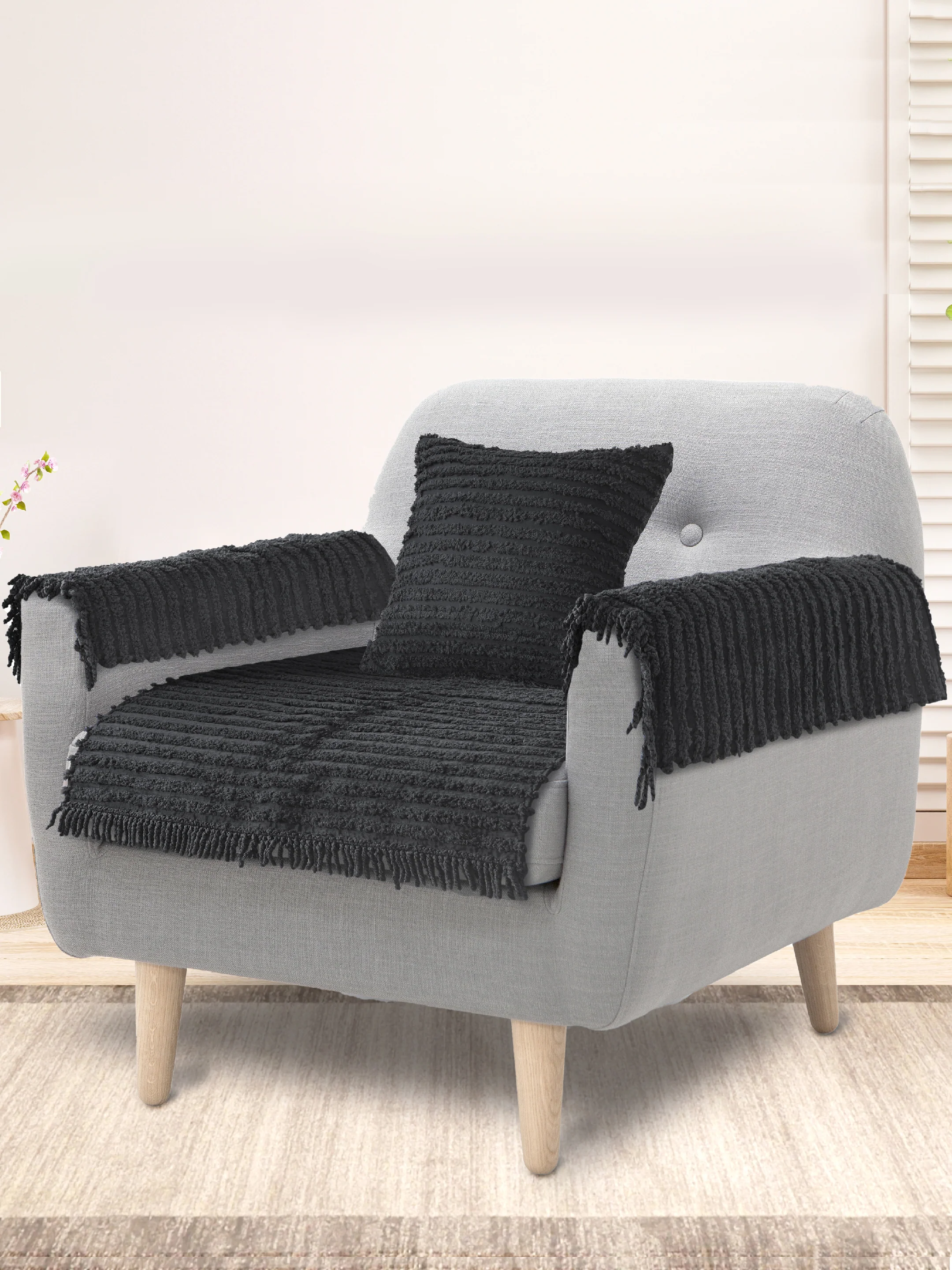 AXIS Polyester Sofa Cover (1 Seater - 4 Pc Set) | Stretch Fit & Easy to Maintain