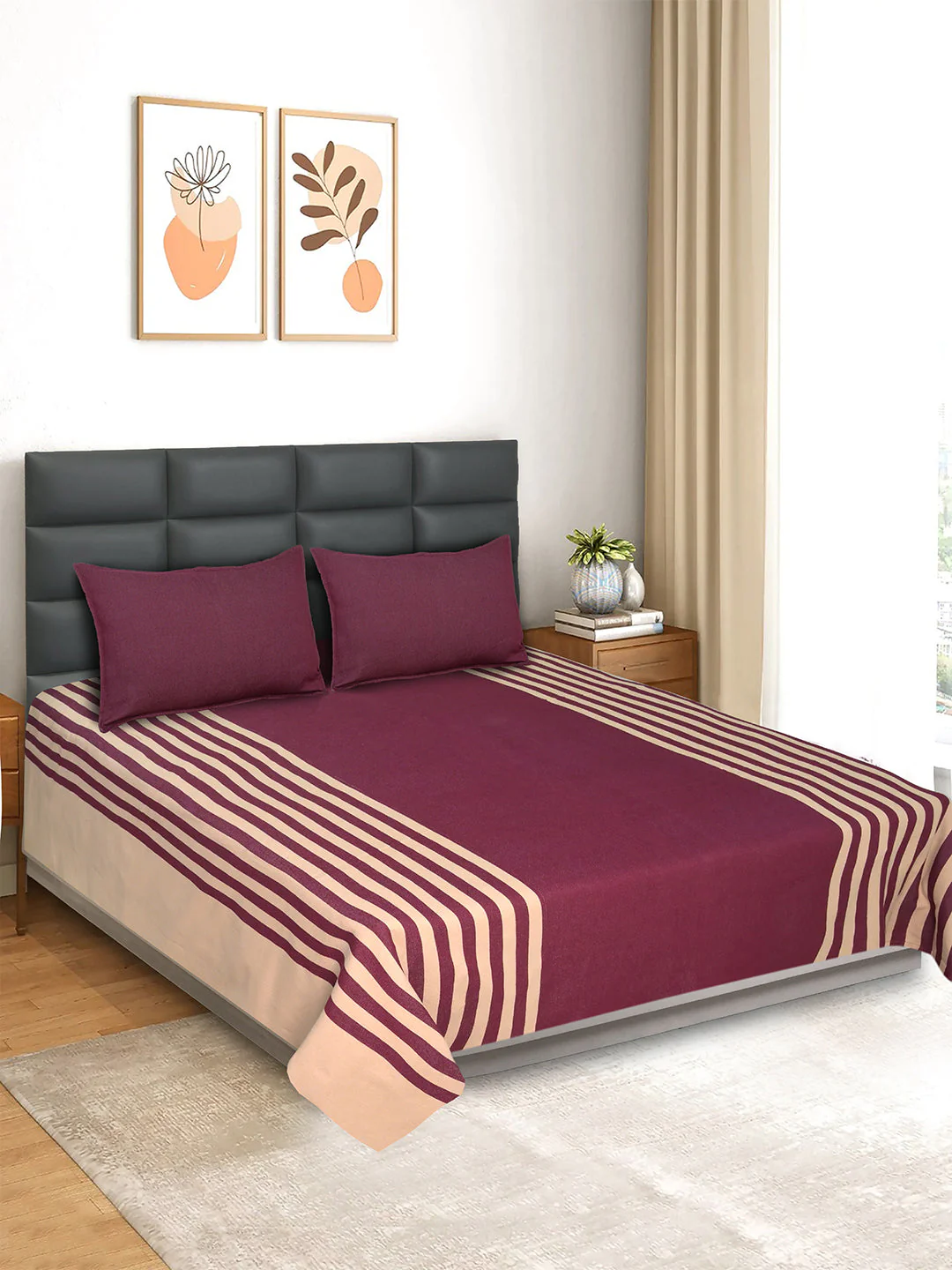 Balanced Woven Cotton Bed Cover Set | Includes 2 Matching Pillow Covers | Tone