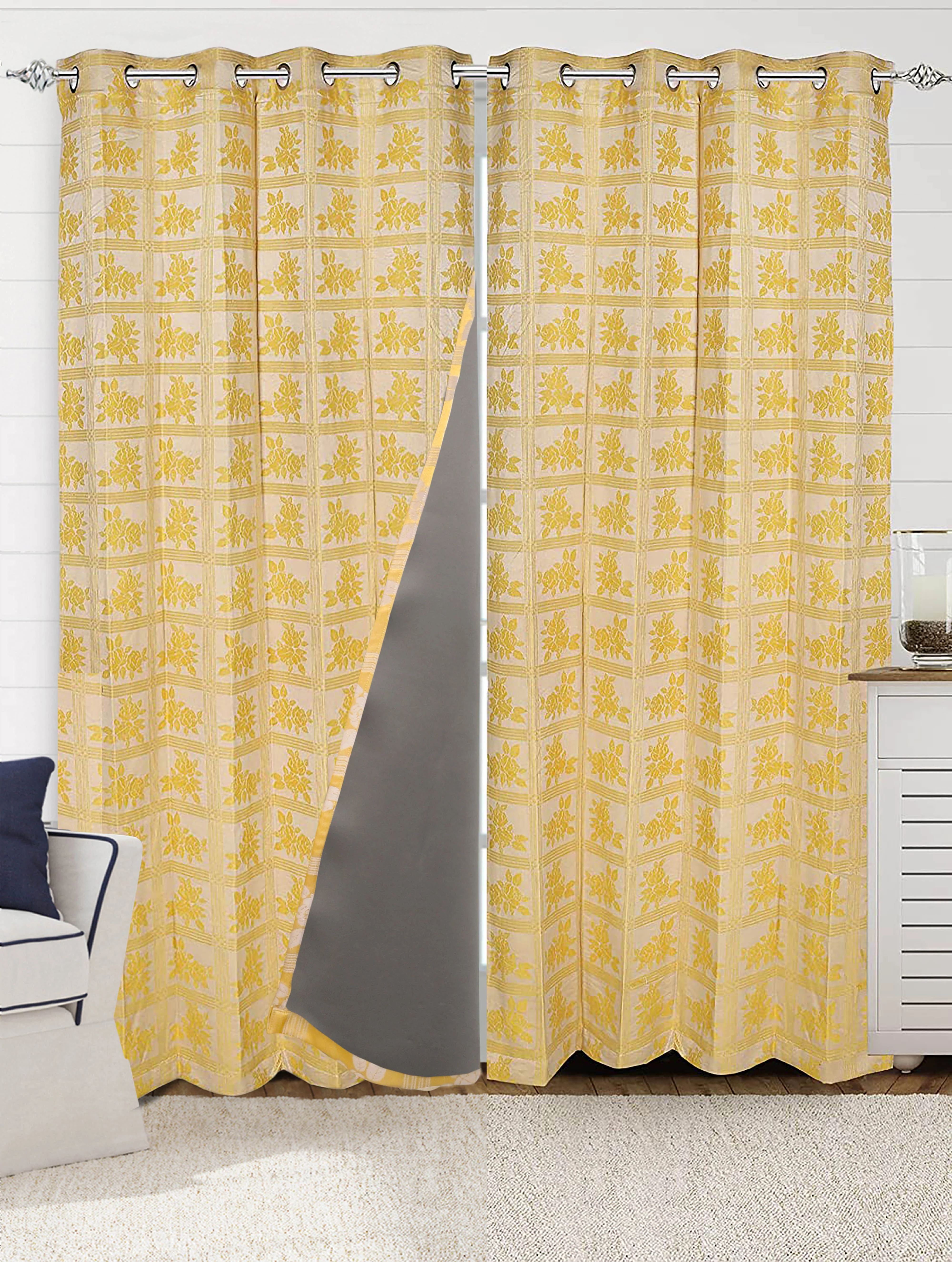 CHECKRO Cotton Curtains | Elegant Living Room Drapes - Image 2