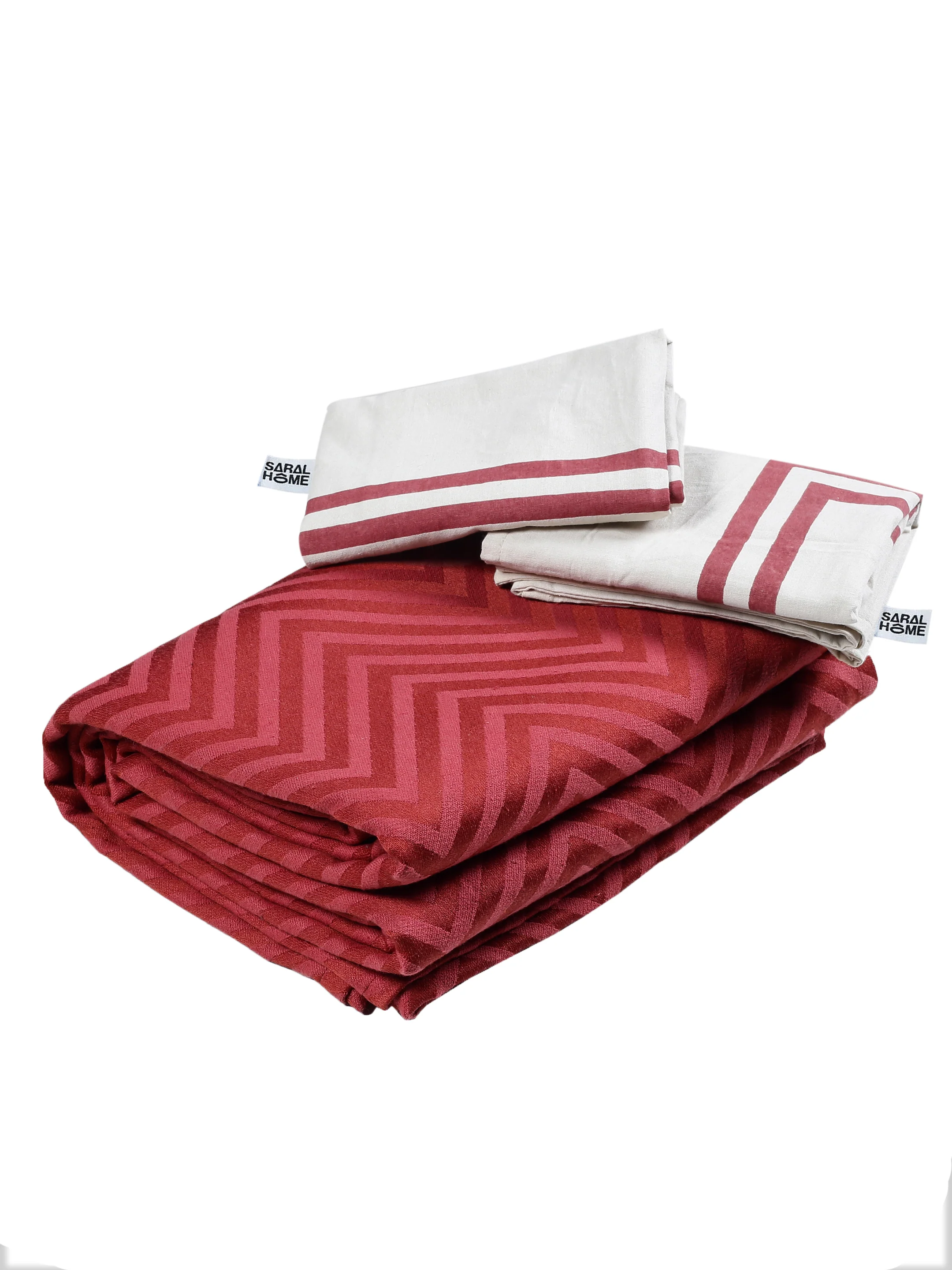 Chevron Damask Cotton Bed Cover with 2 Pillow Covers | King/Queen Size - Image 11