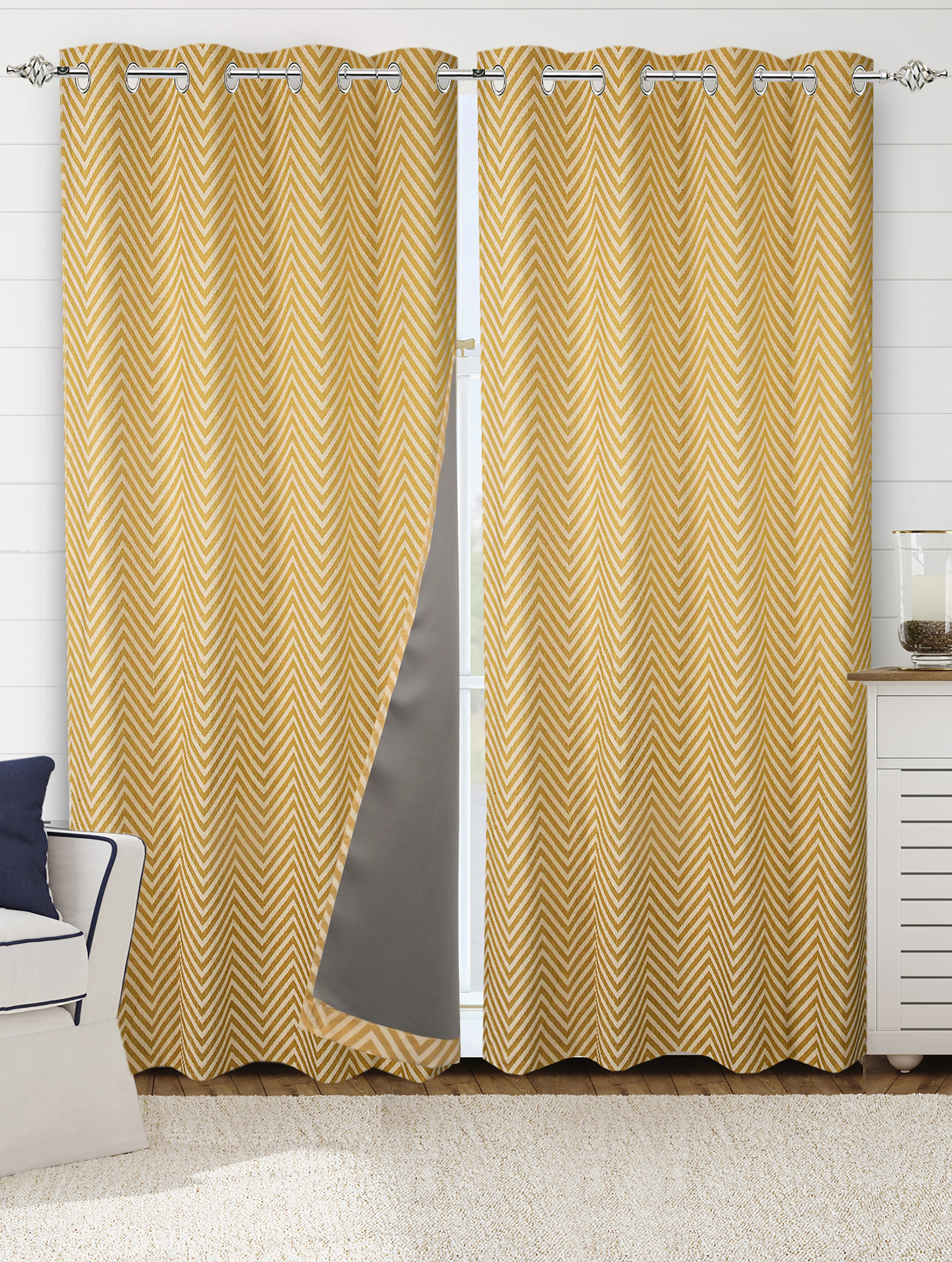 CHEVRON Damask Cotton Curtains | Elegant Living Room Drapes - Image 27
