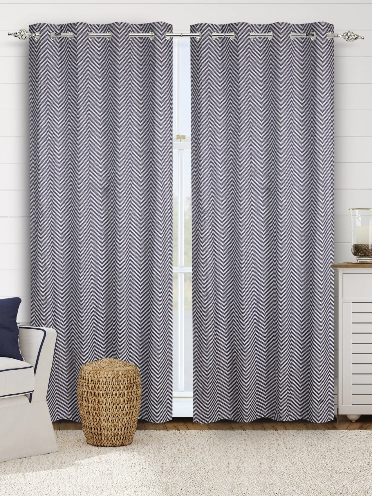 CHEVRON Damask Cotton Curtains | Elegant Living Room Drapes - Image 8