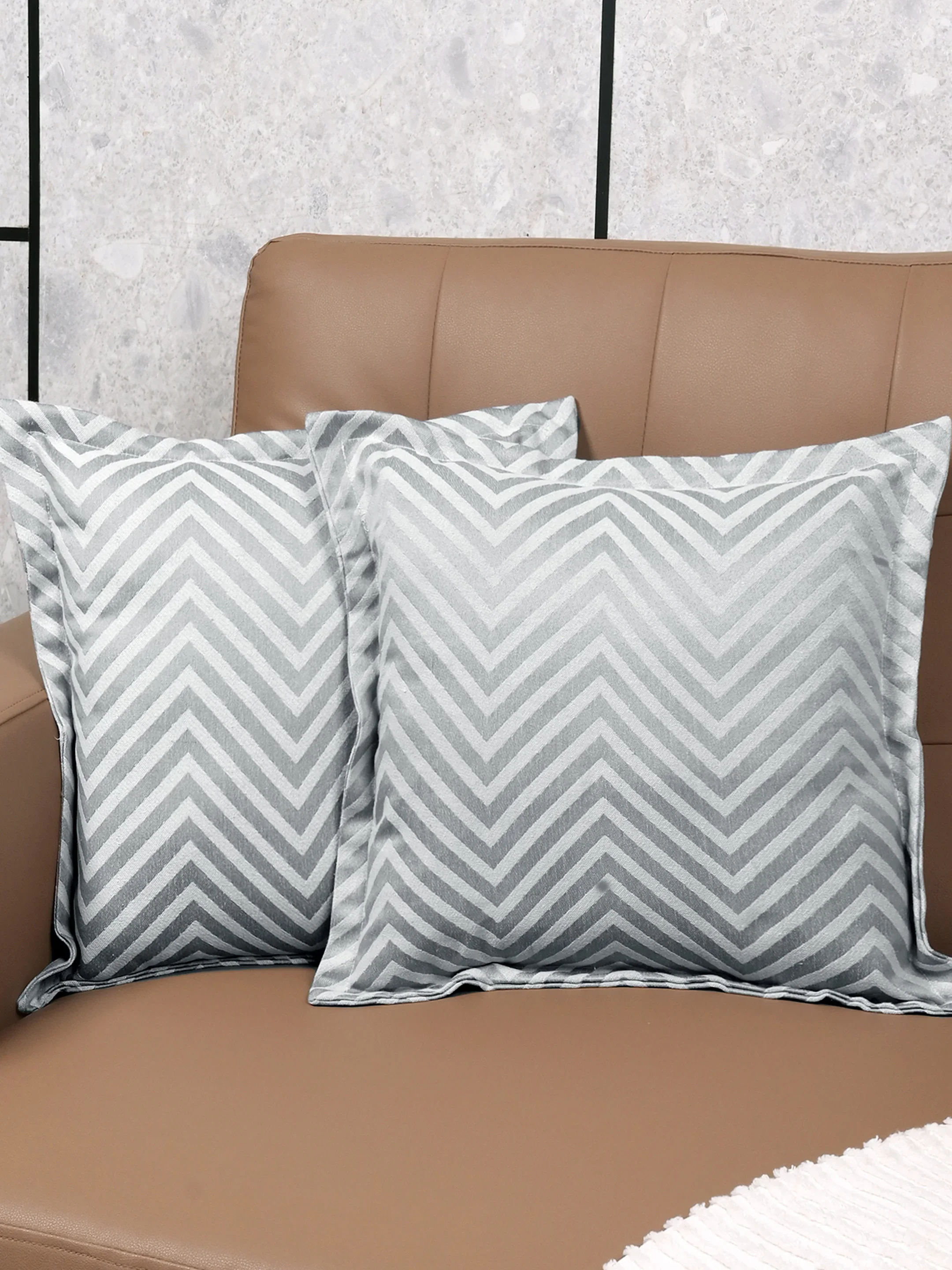 Chevron Damask Cushion Covers – Rich Rust Tone with Elegant Pattern