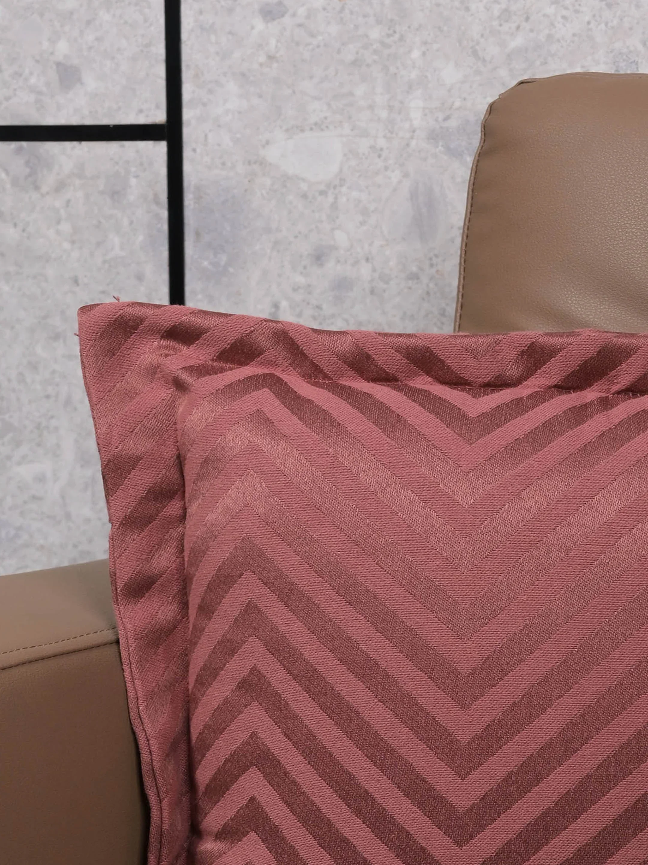 Chevron Damask Cushion Covers – Rich Rust Tone with Elegant Pattern - Image 4