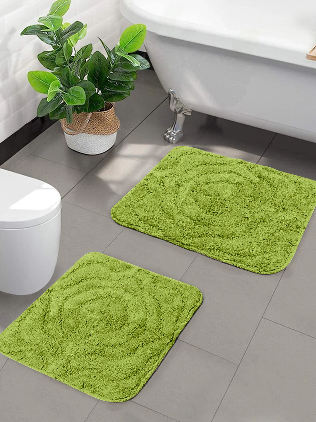 Cotton Bathmat Set with Contour (45x60 & 45x50 cm) – Anti-Skid Design - Image 29