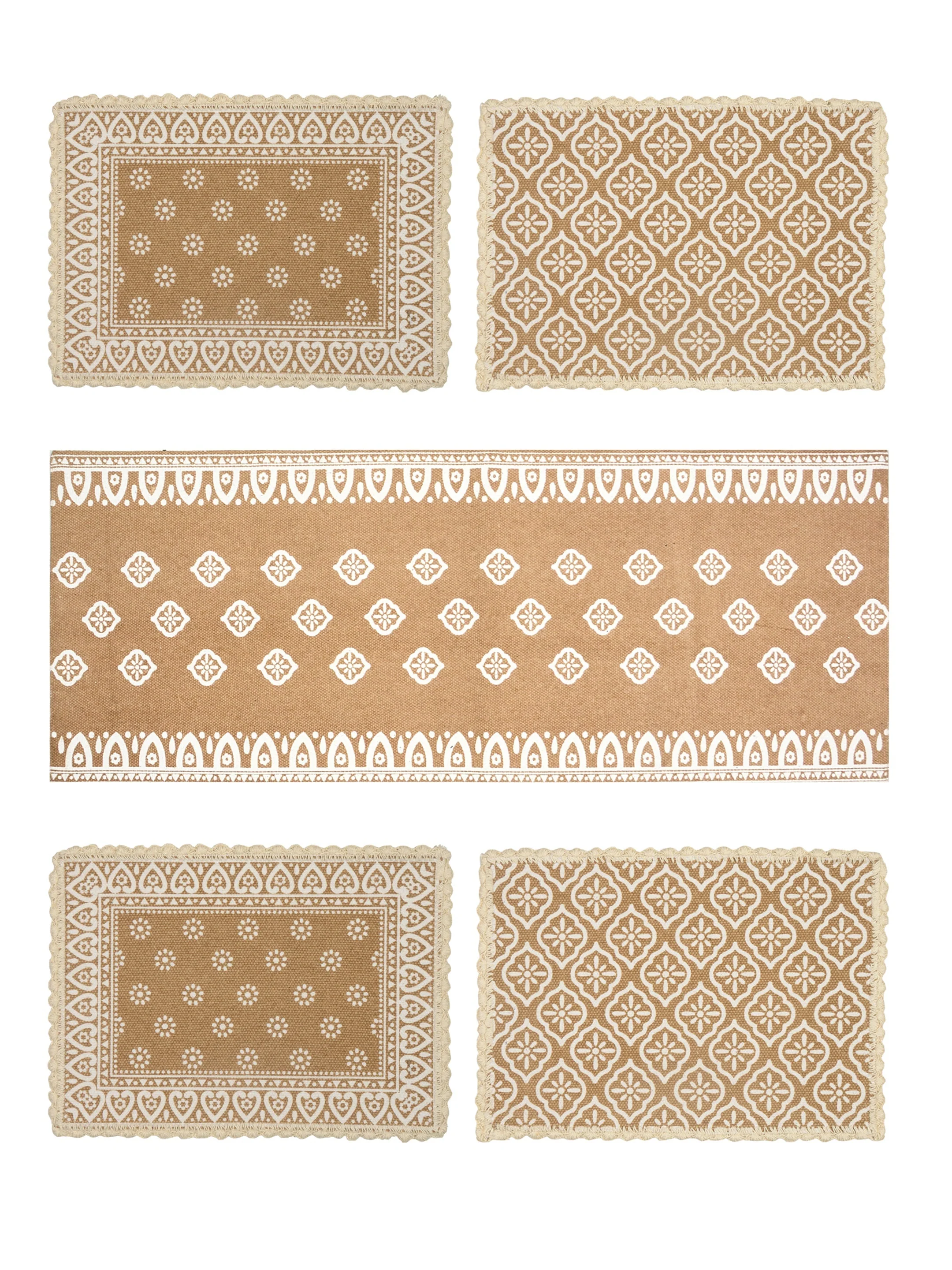 Cotton Dining Table Placemat Set | 4 Mats (33x45 cm) + 1 Runner (45x120 cm) | Set of 5 - Image 14
