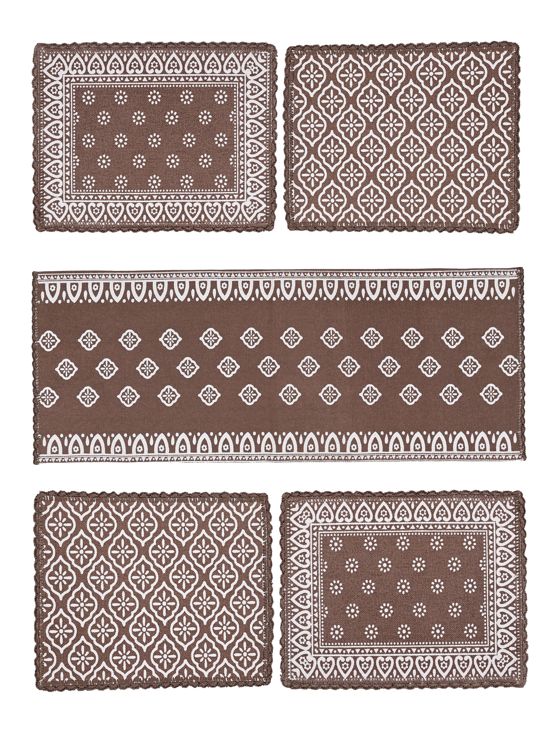 Cotton Dining Table Placemat Set | 4 Mats (33x45 cm) + 1 Runner (45x120 cm) | Set of 5 - Image 2