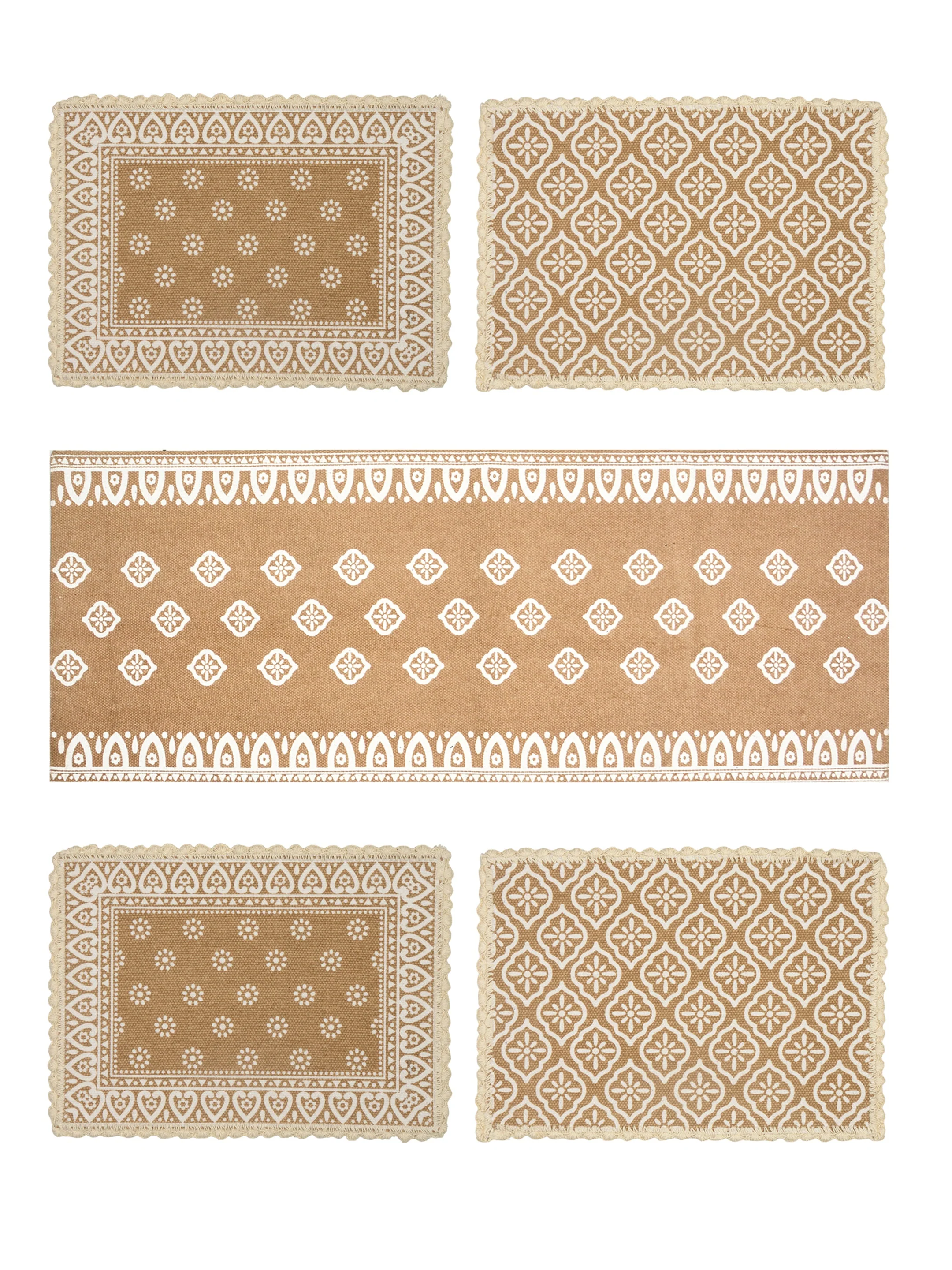 Cotton Dining Table Placemat Set | 4 Mats (33x45 cm) + 1 Runner (45x120 cm) | Set of 5 - Image 13