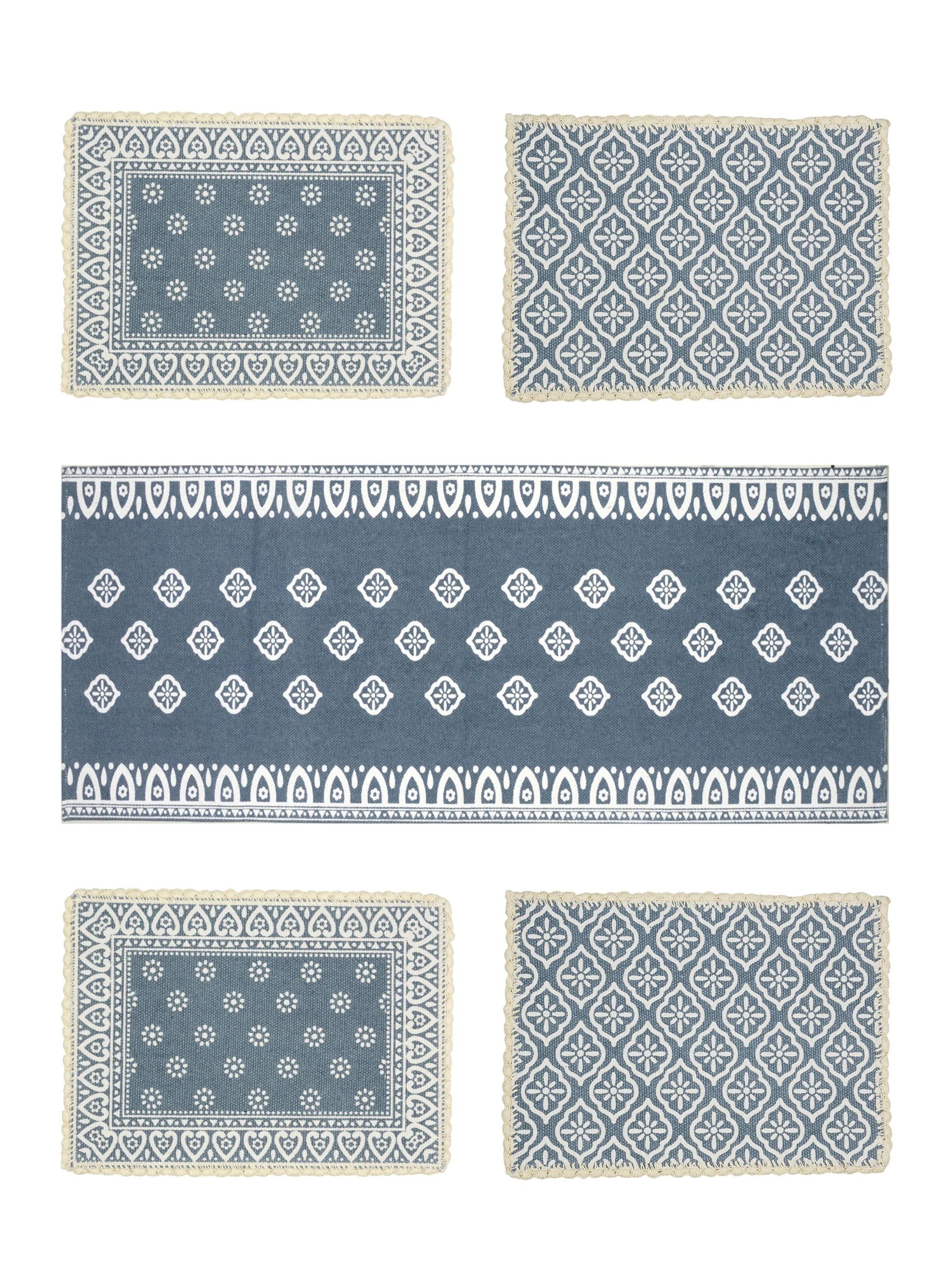 Cotton Dining Table Placemat Set | 4 Mats (33x45 cm) + 1 Runner (45x120 cm) | Set of 5 - Image 18