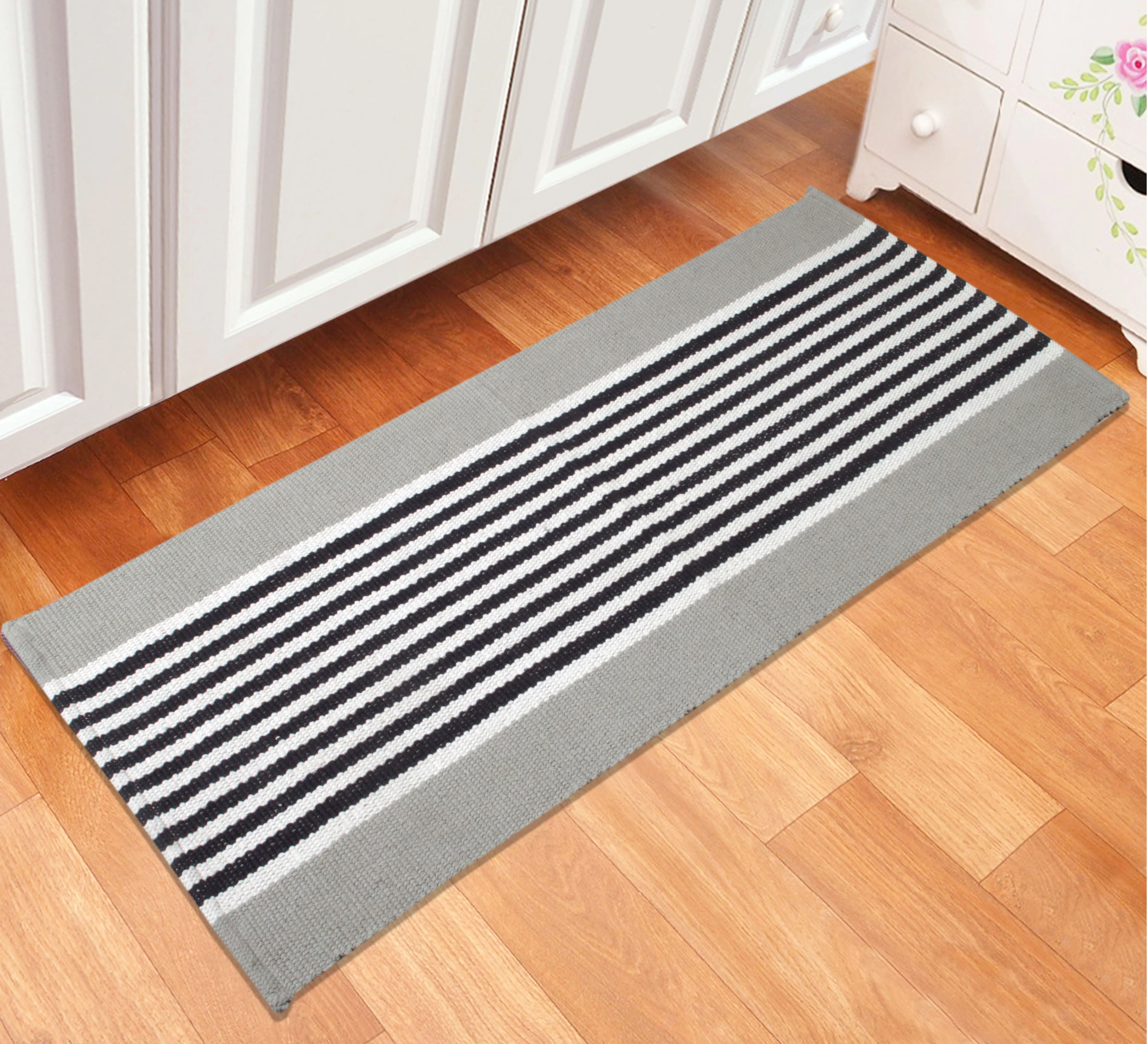 Cotton Printed & Woven Floor Runner 45x180 & 50x180 cm Floor Mat Combo – Set of 2