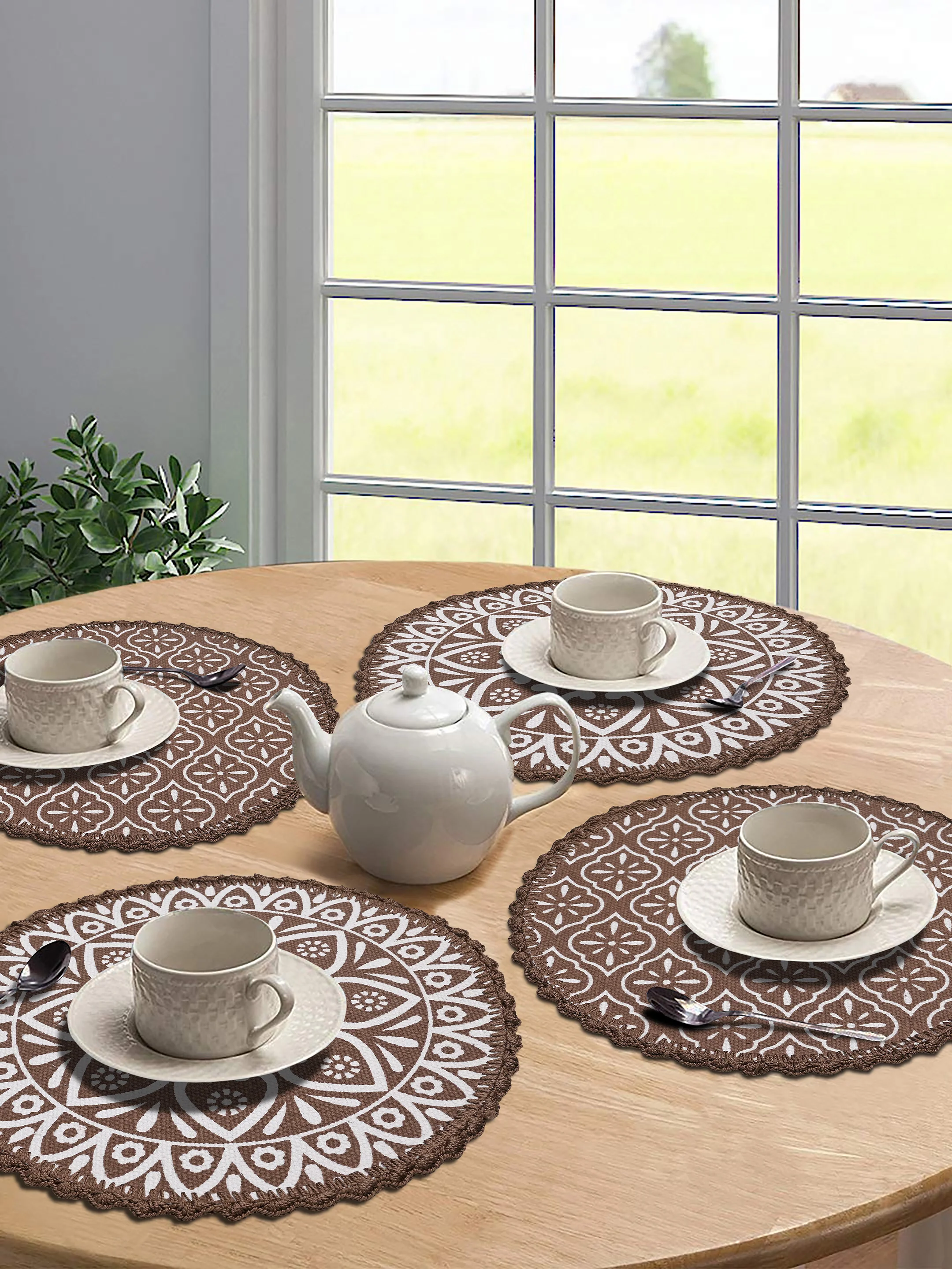 Jute & Cotton Table Mat with Artistic Print | Handcrafted Dining Table Décor - Image 10