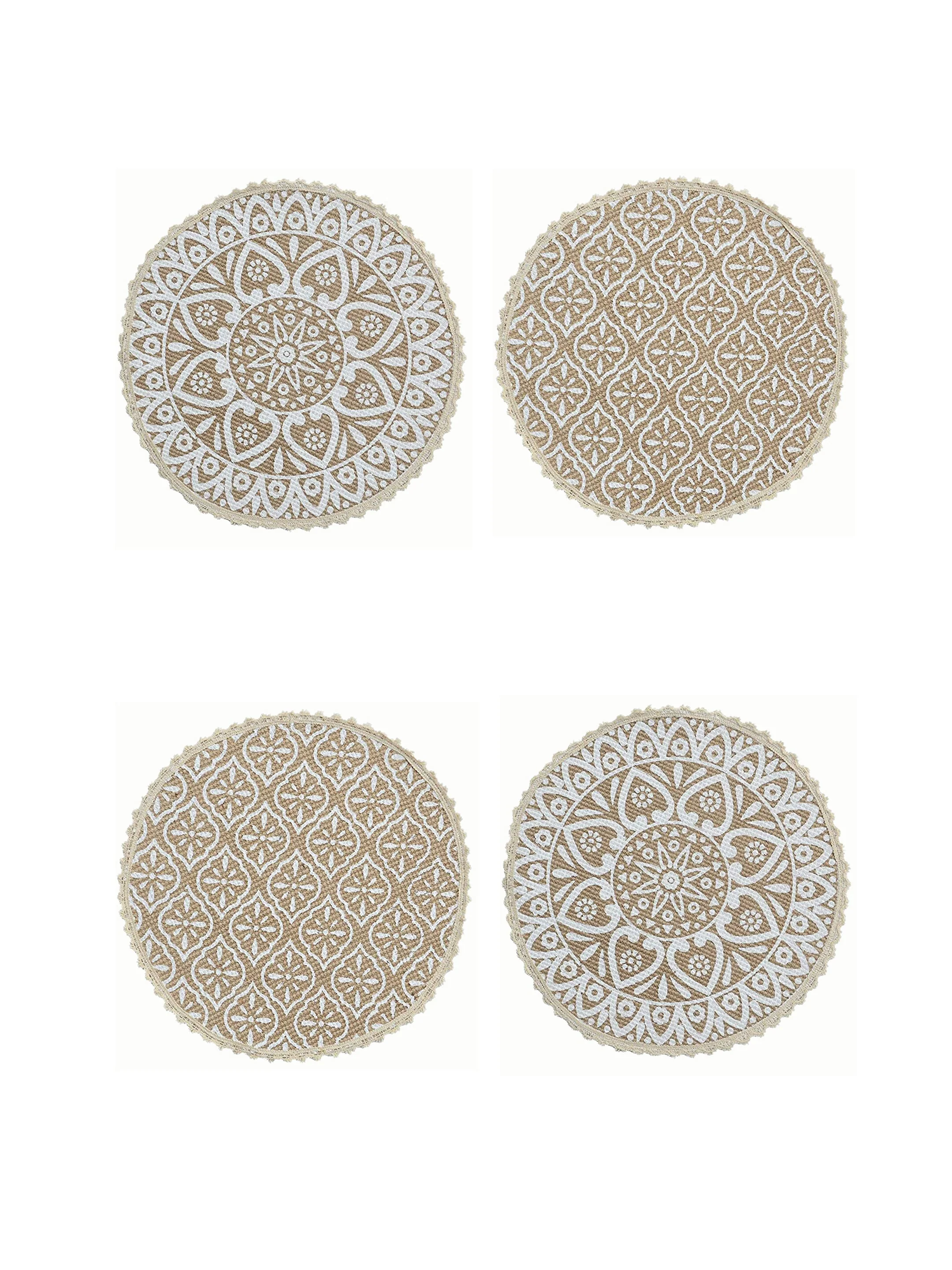 Jute & Cotton Table Mat with Artistic Print | Handcrafted Dining Table Décor - Image 2