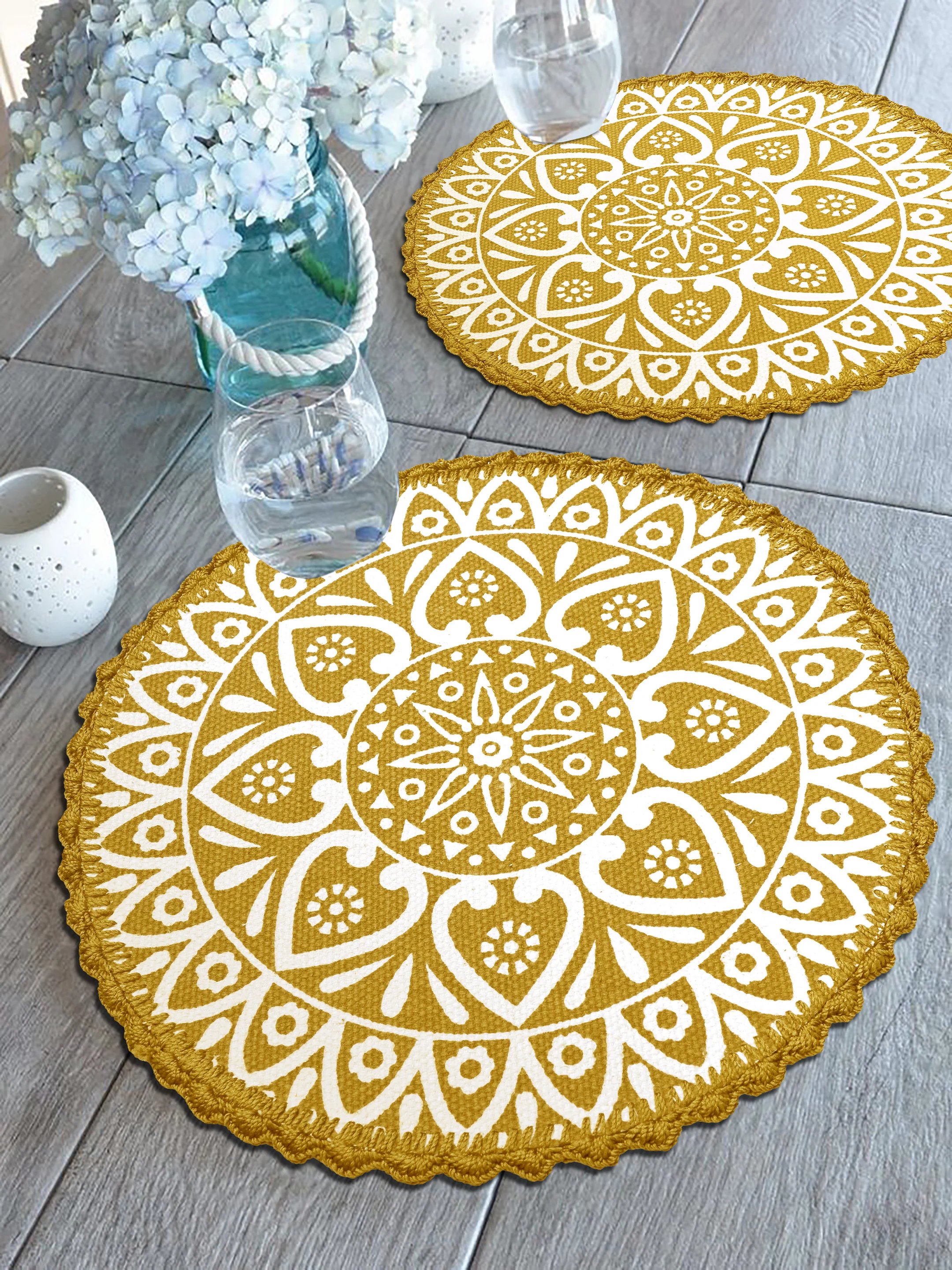 Jute & Cotton Table Mat with Artistic Print | Handcrafted Dining Table Décor - Image 22