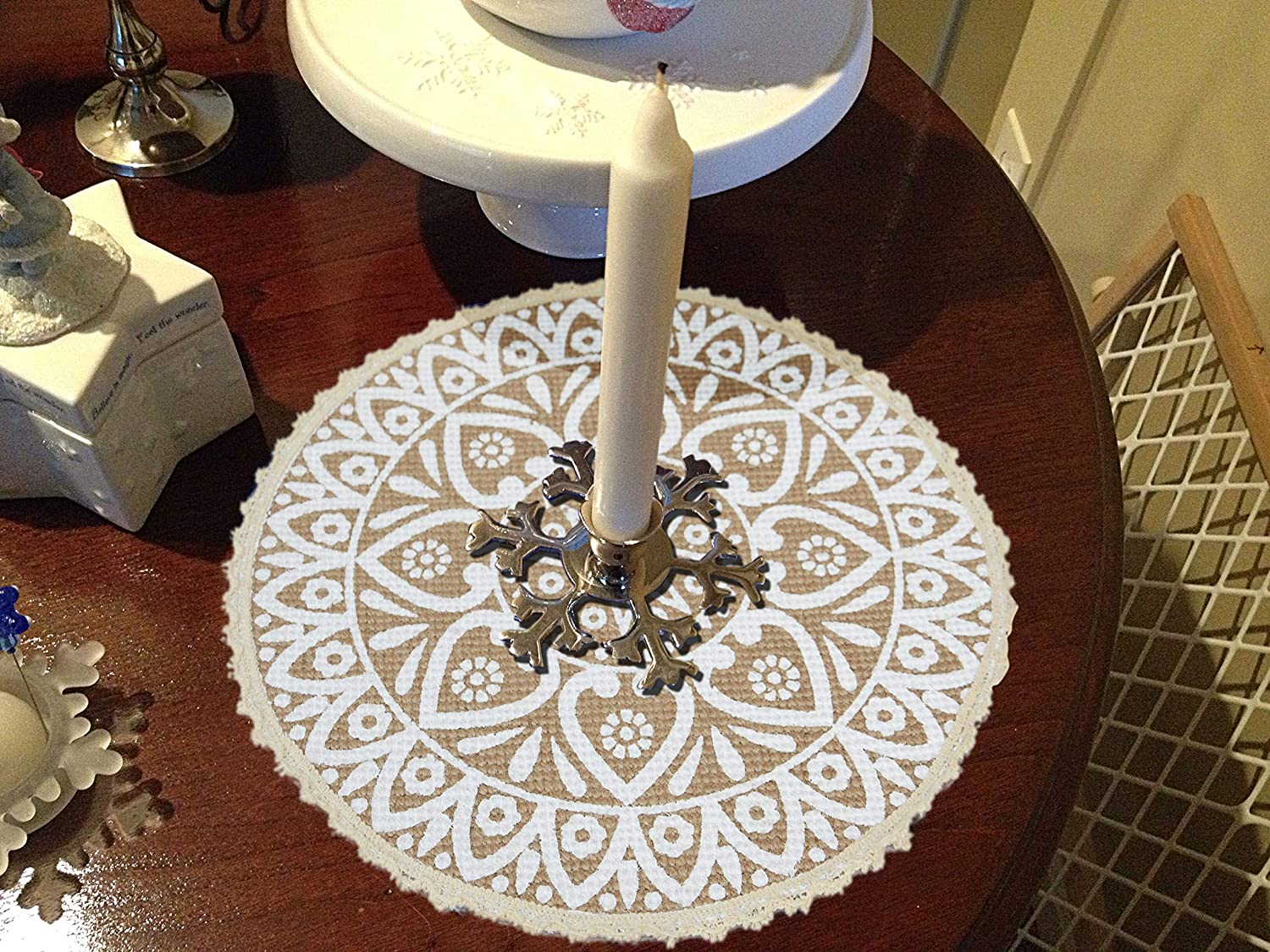 Jute & Cotton Table Mat with Artistic Print | Handcrafted Dining Table Décor - Image 3