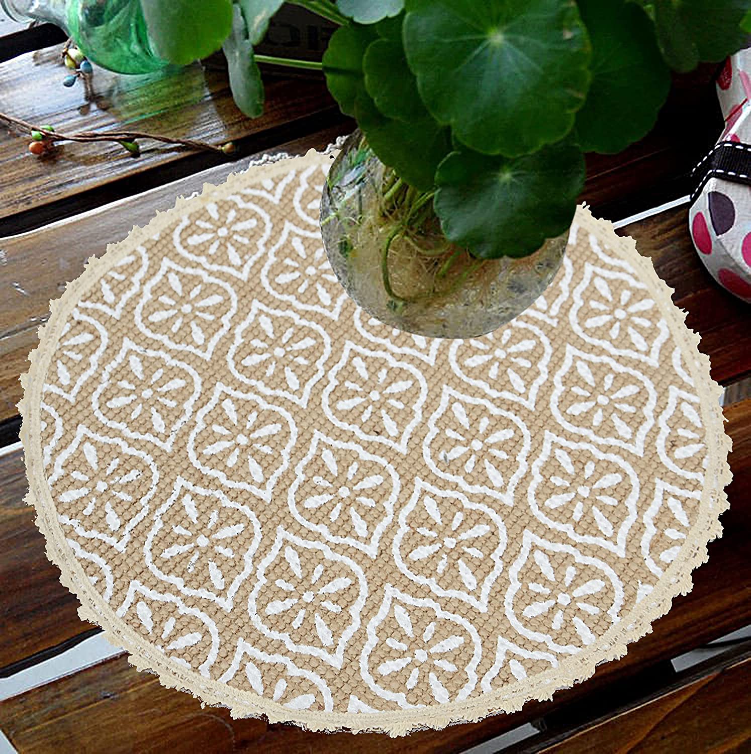 Jute & Cotton Table Mat with Artistic Print | Handcrafted Dining Table Décor - Image 7