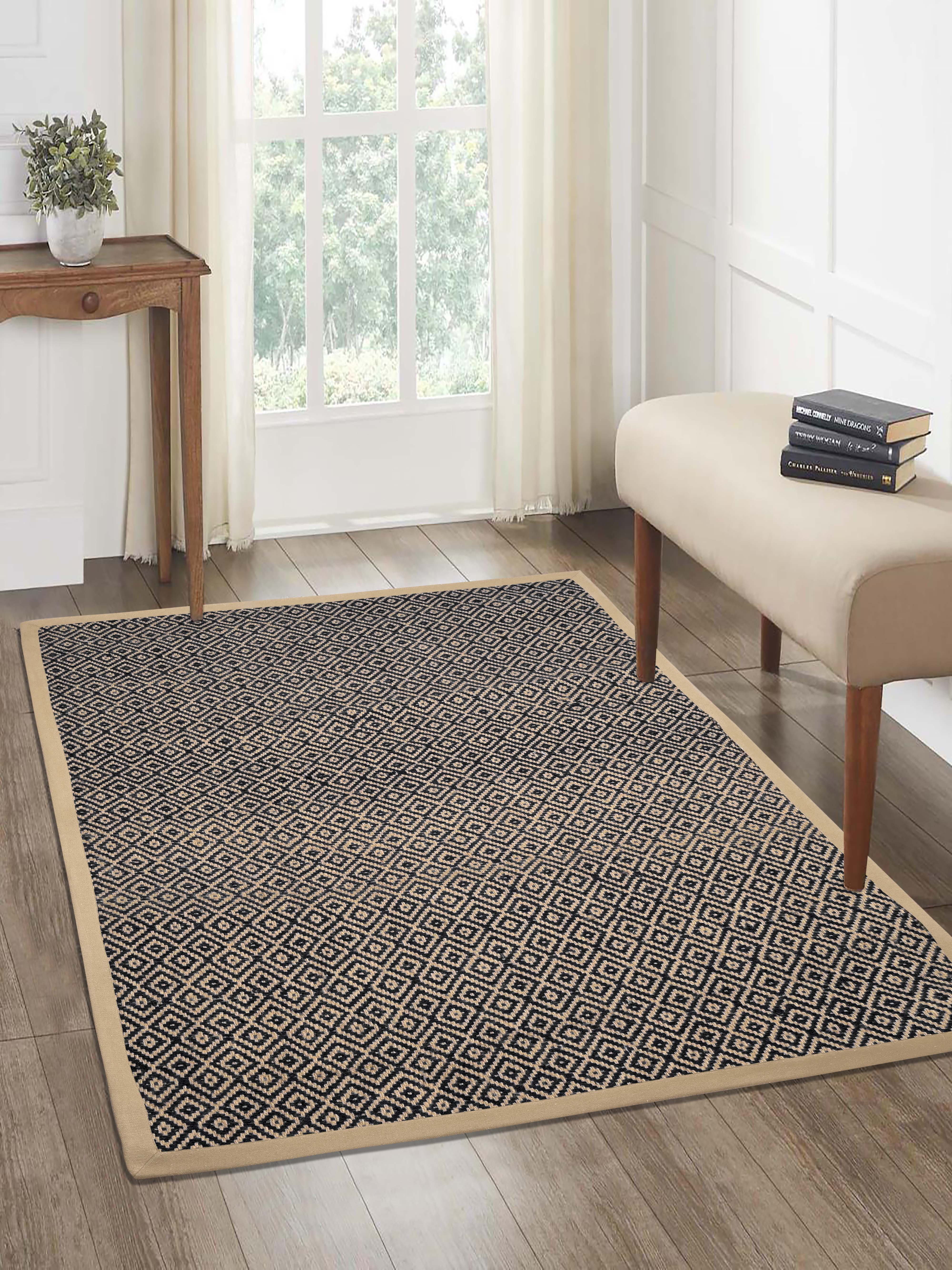Diamond Jute & Cotton Woven Anti-Slip Strong Border Rug - Image 15