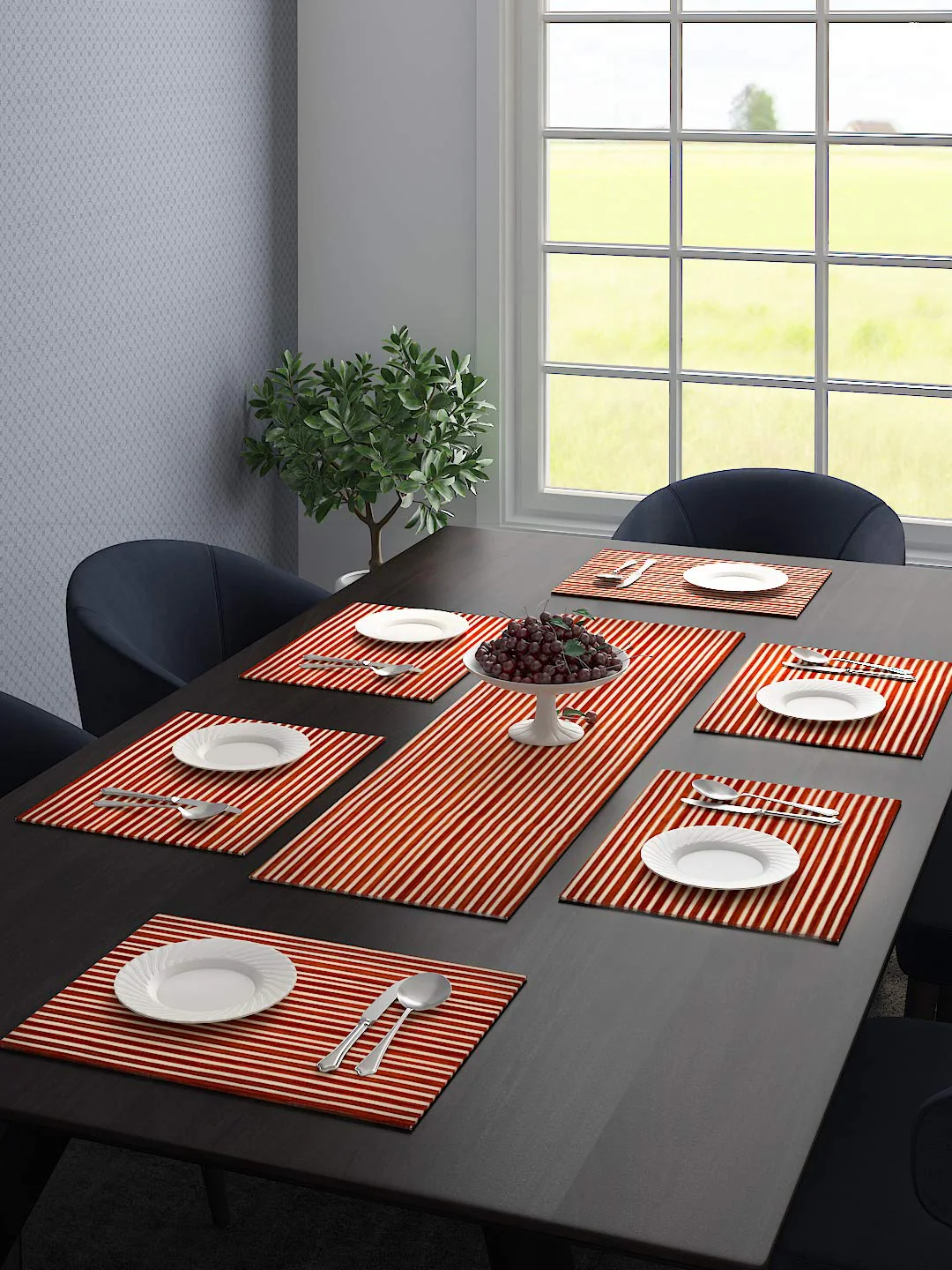 Stripe Dining Table Placemats | Set of 6 or 7 Pcs - Image 9