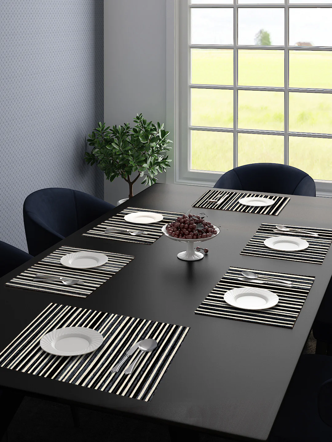 Stripe Dining Table Placemats | Set of 6 or 7 Pcs - Image 14