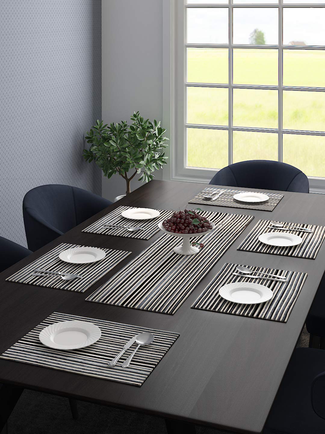 Stripe Dining Table Placemats | Set of 6 or 7 Pcs - Image 15