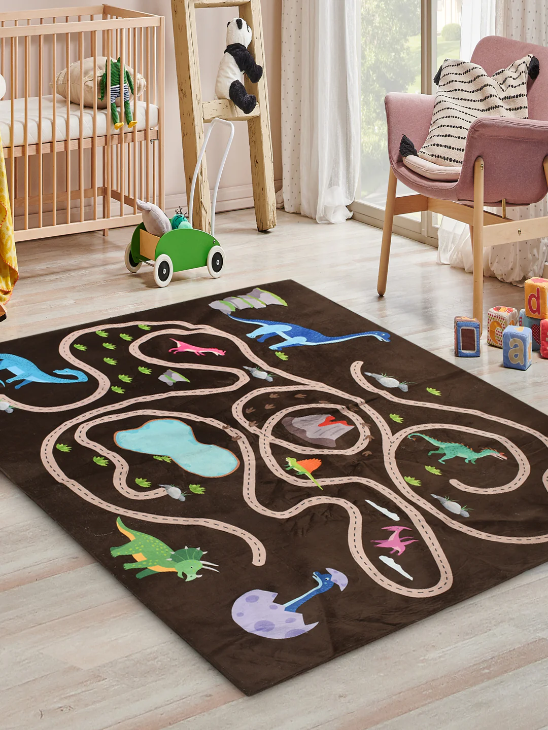 Dinosaur Microfiber Play Mat | Soft & Durable (Brown, 145x175 cm)