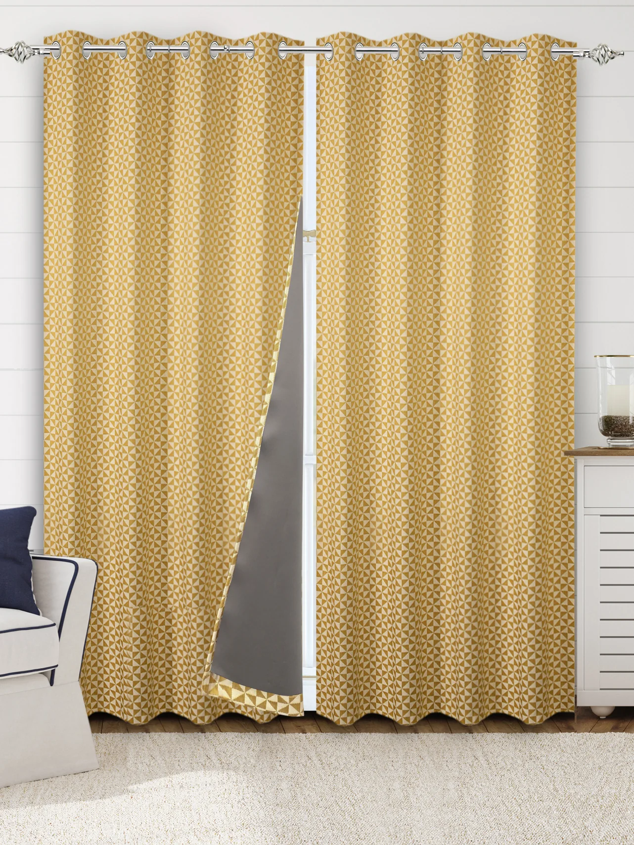 FIRKI Damask Cotton Blackout Curtains | Elegant Finish - Image 2