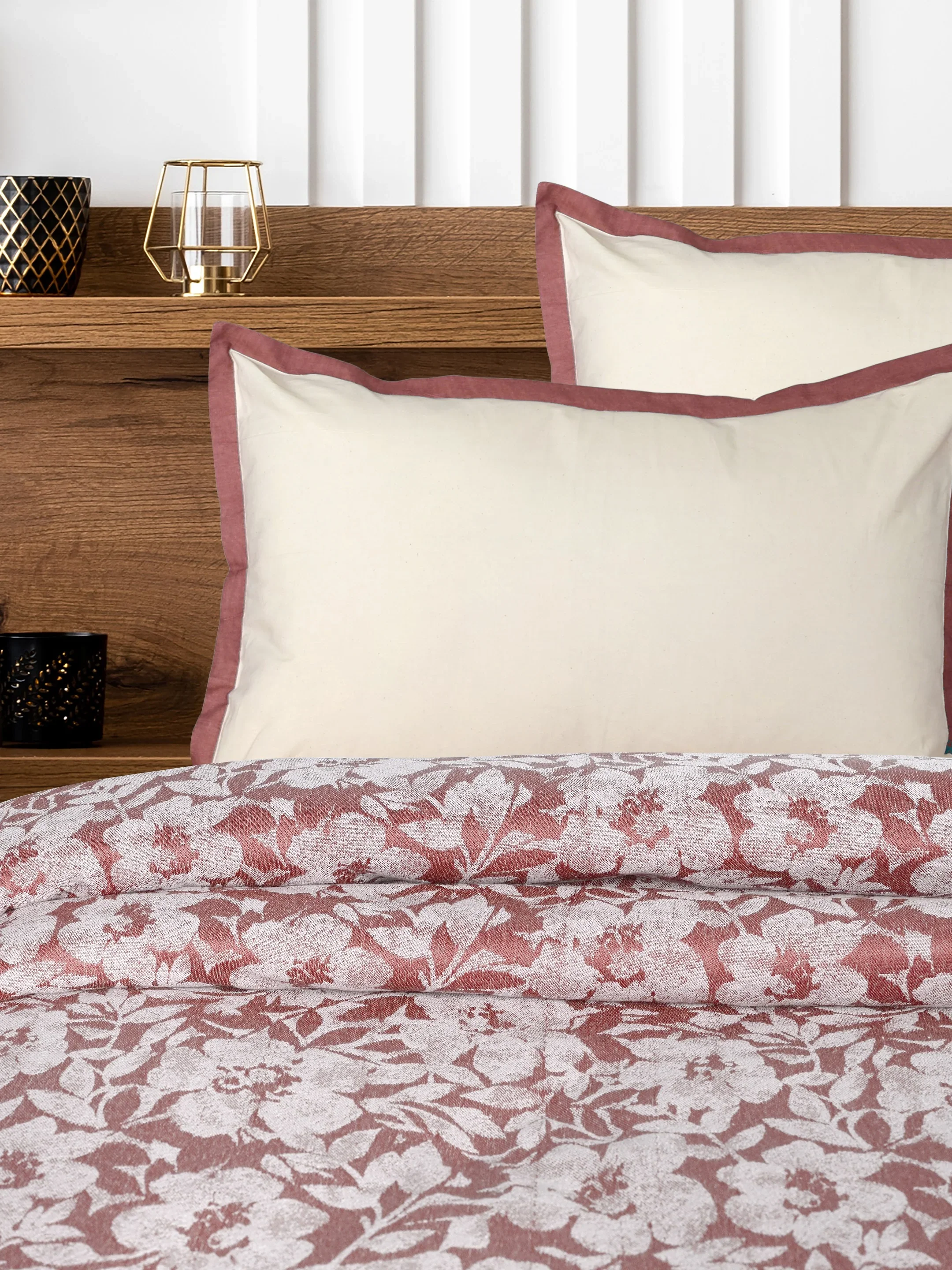 GIFT BOX | Kanan Mauve Cotton Bedsheet-Cover | Matching Mauve Reversible Quilt/Comforter | Combo Set For Gift & Daily Use - Image 6