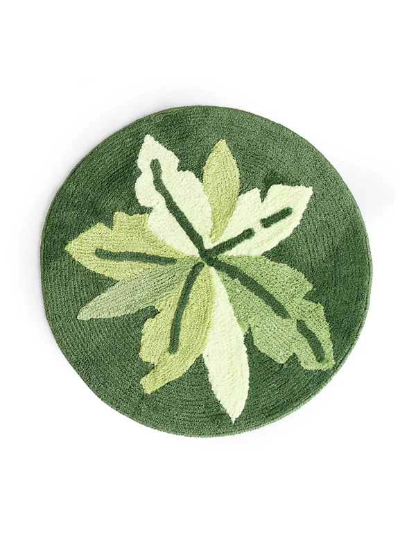 GREEN LEAF Soft Anti-Slip Bathmat | Decorative & Plush (60x60 cm) - Image 2