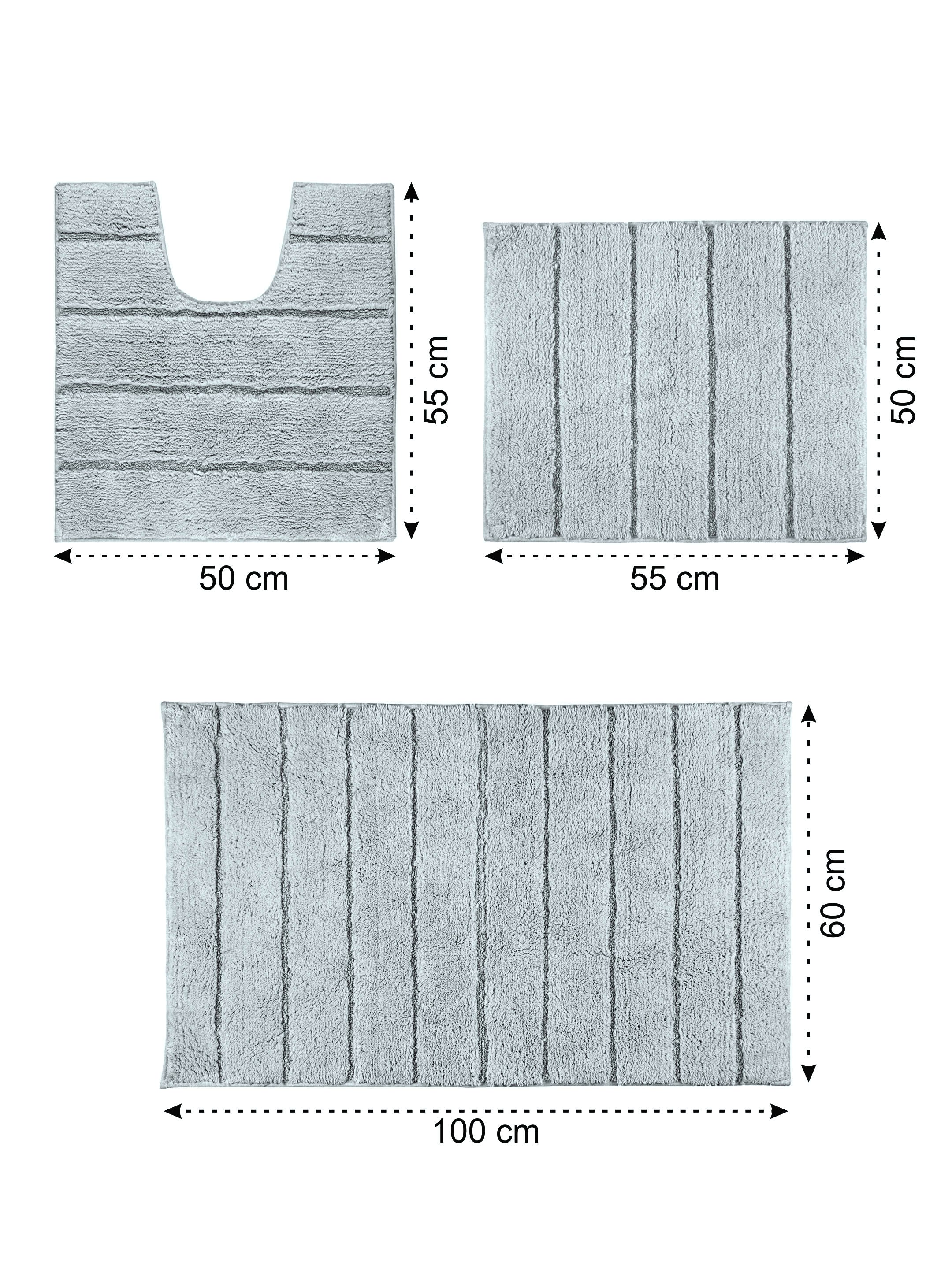 KAPRA 100% Organic Cotton Anti-Skid Bathmat | 3 Pc Set | Soft & Durable Finish - Image 3