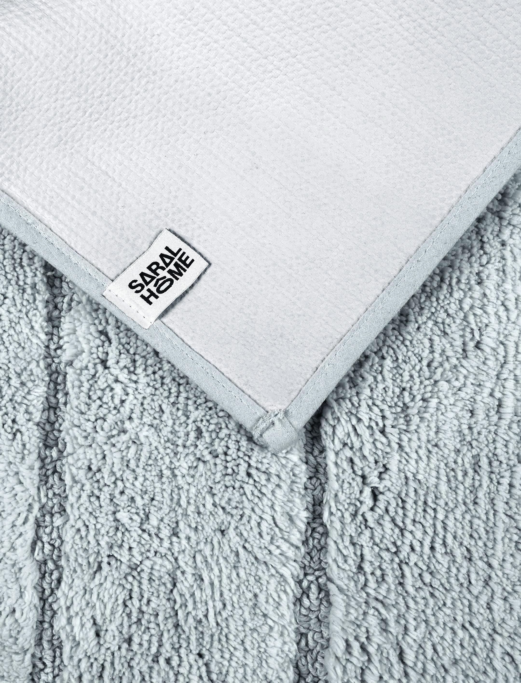 KAPRA 100% Organic Cotton Anti-Skid Bathmat | 3 Pc Set | Soft & Durable Finish - Image 8