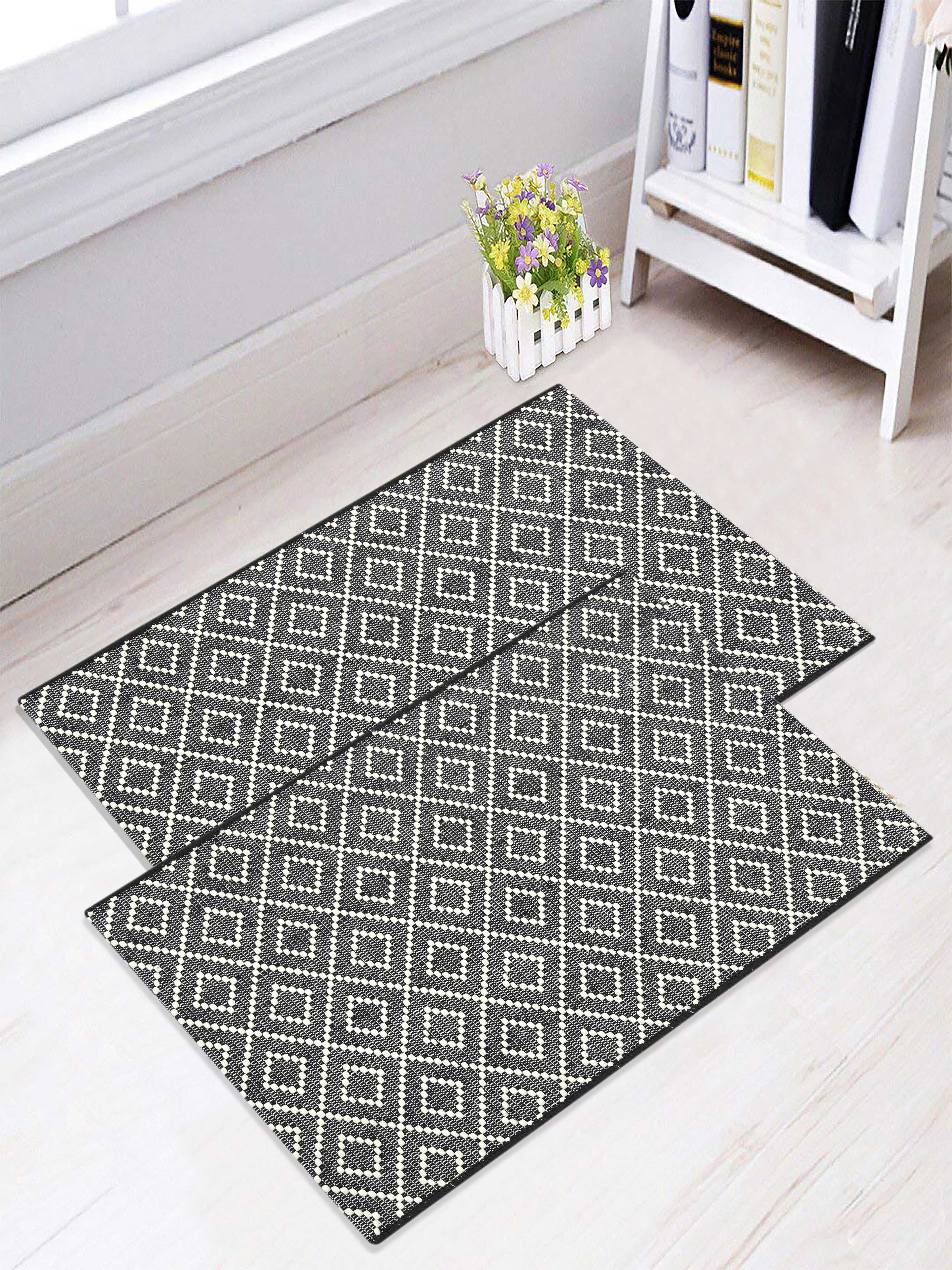 Cotton Floor Mat|Anti Skid Mats | Medium Weight Washable Quick Drying Multi Purpose Doormat | Bedroom, Outdoor - Image 7