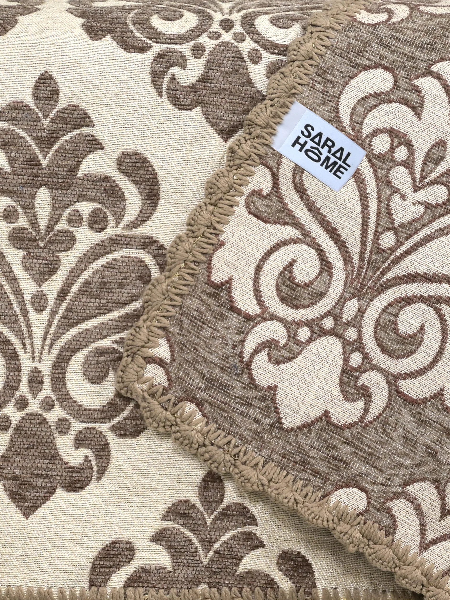 Medallion Polyester Cotton Sofa Throw Cover | Floral Emboss Design – Set 1 - Image 14