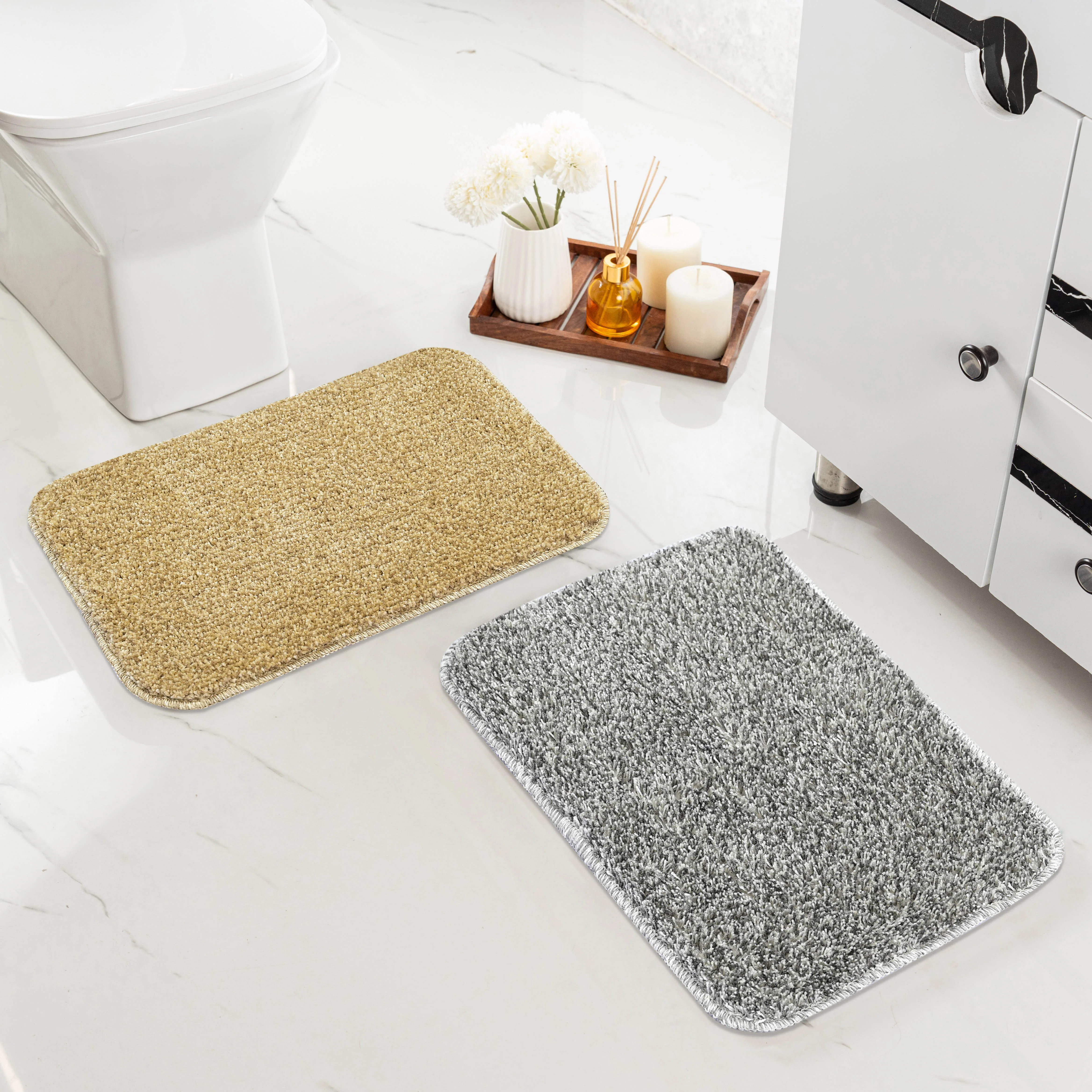SOC-227 Microfiber Anti-Skid Bath Mats |Water Absorbing Mat | Washable Quick Drying Footmat | Home, Bathroom, Bedroom, Kitchen | Solid Floor Mat - Image 25
