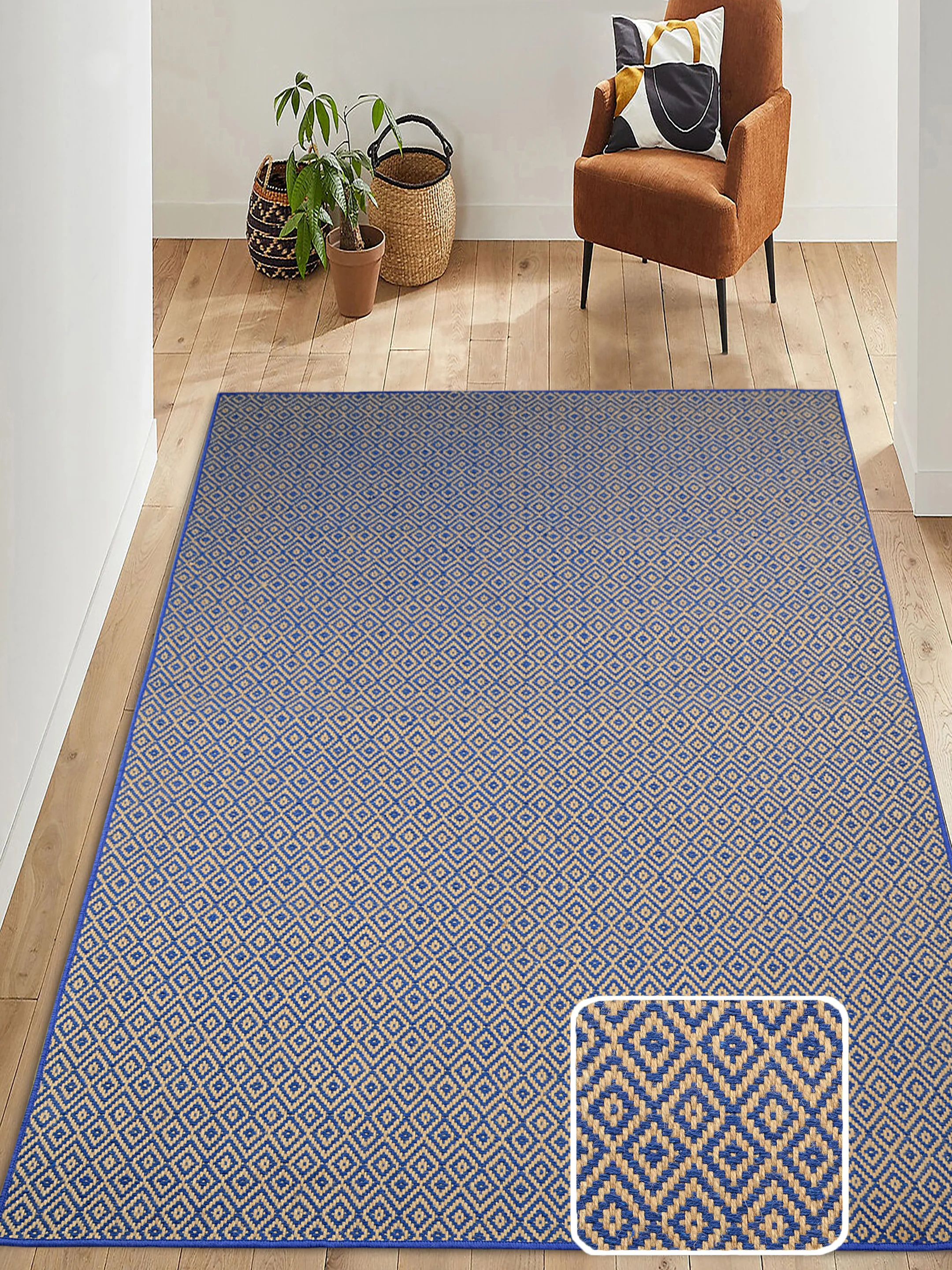 Mini Diamond Jute Cotton Woven Antiskid Carpet | Handcrafted Texture & Natural Tone - Image 22