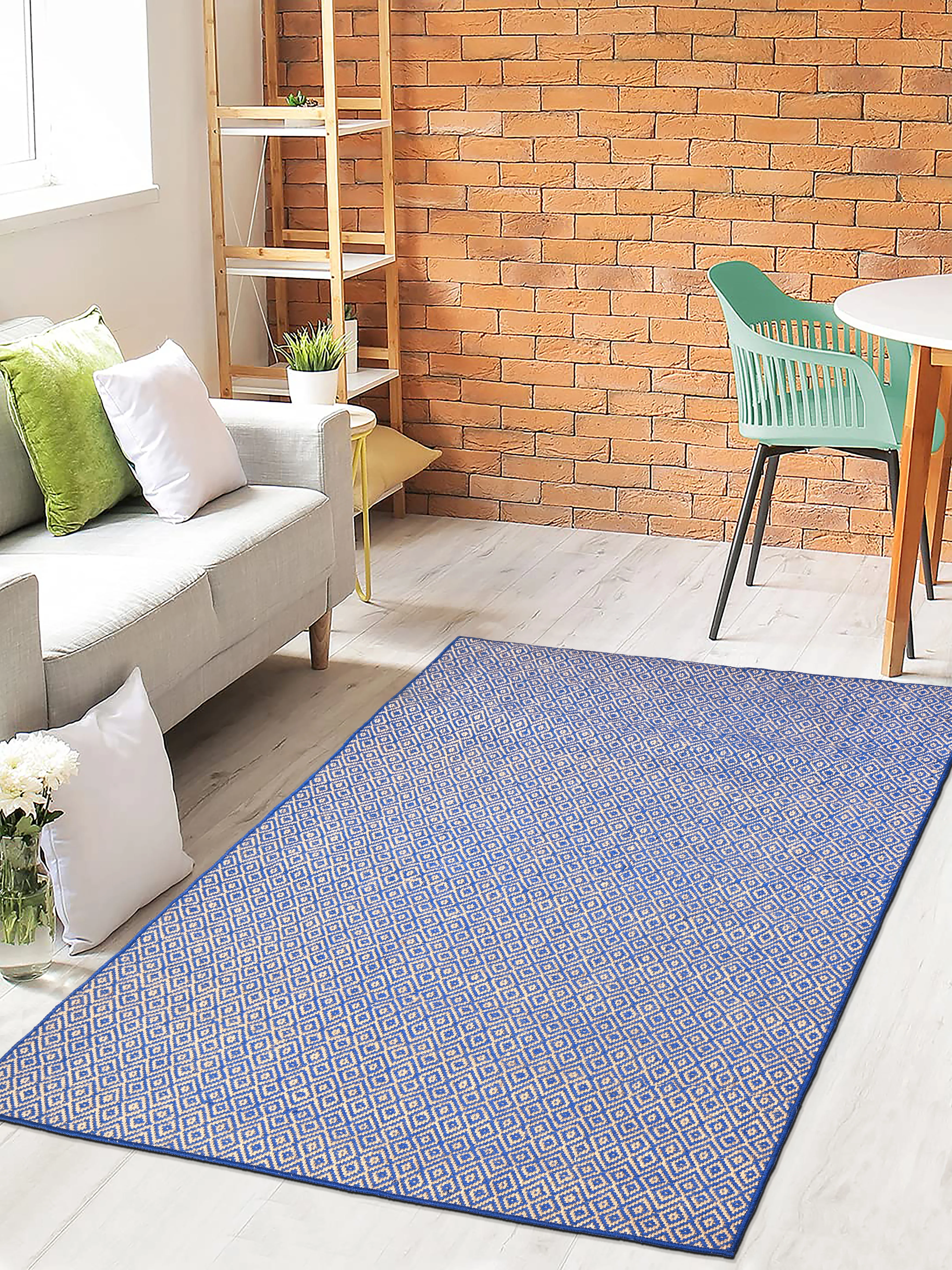 Mini Diamond Jute Cotton Woven Antiskid Carpet | Handcrafted Texture & Natural Tone - Image 9