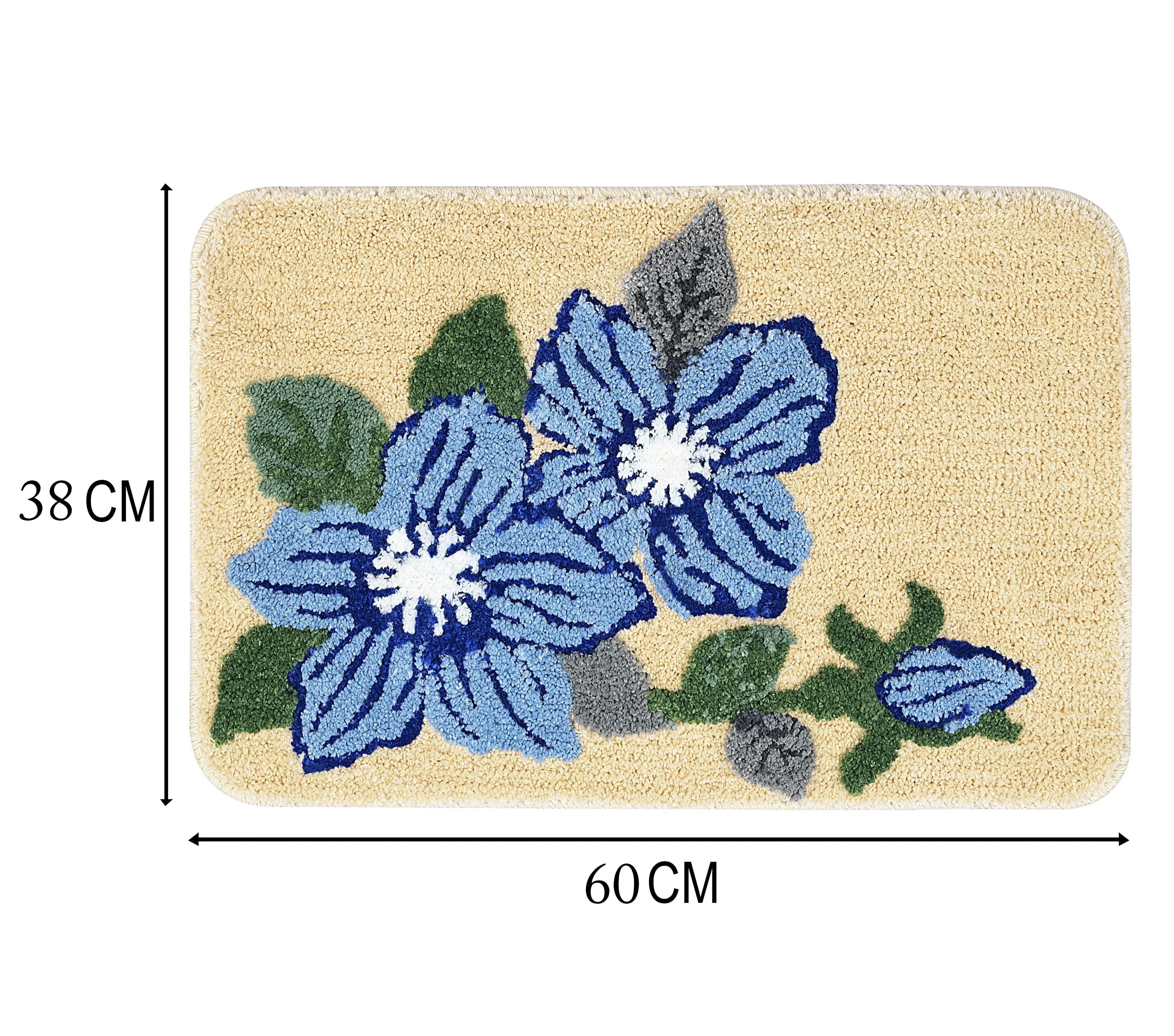 PINKY Microfiber with Anti-skid Backing Bath Mat |Water Absorbing Mat | Washable Quick Drying Footmat | Home, Bathroom, Bedroom, Kitchen | Floral Pattern - Image 4