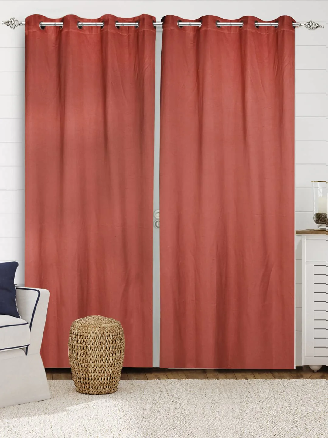 Plain Damask Cotton Curtains | Elegant Living Room Design (4x9 ft, 1pc) - Image 11