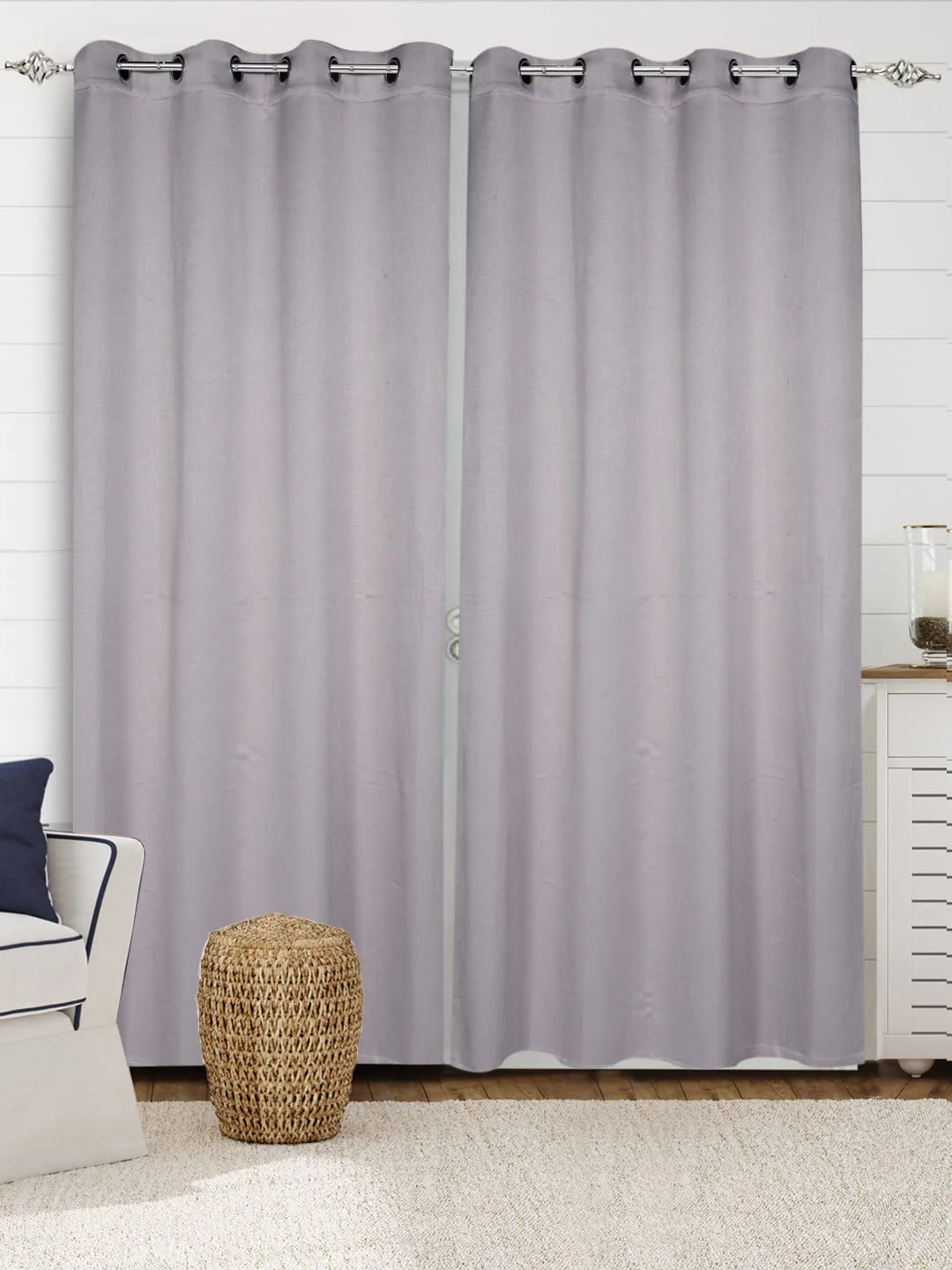 Plain Damask Cotton Curtains | Elegant Living Room Design (4x9 ft, 1pc) - Image 15