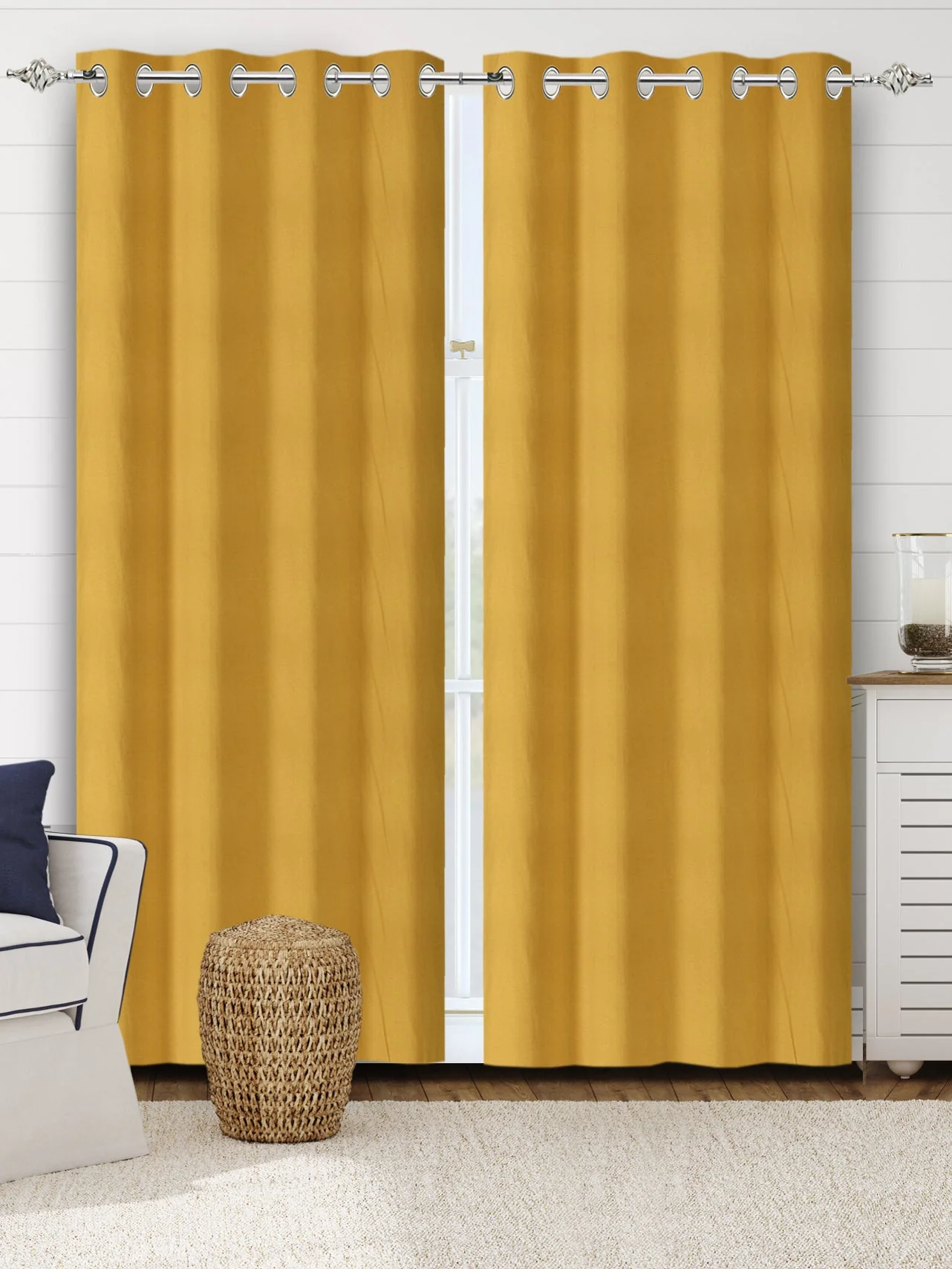 Plain Damask Cotton Curtains | Elegant Living Room Design (4x9 ft, 1pc) - Image 7