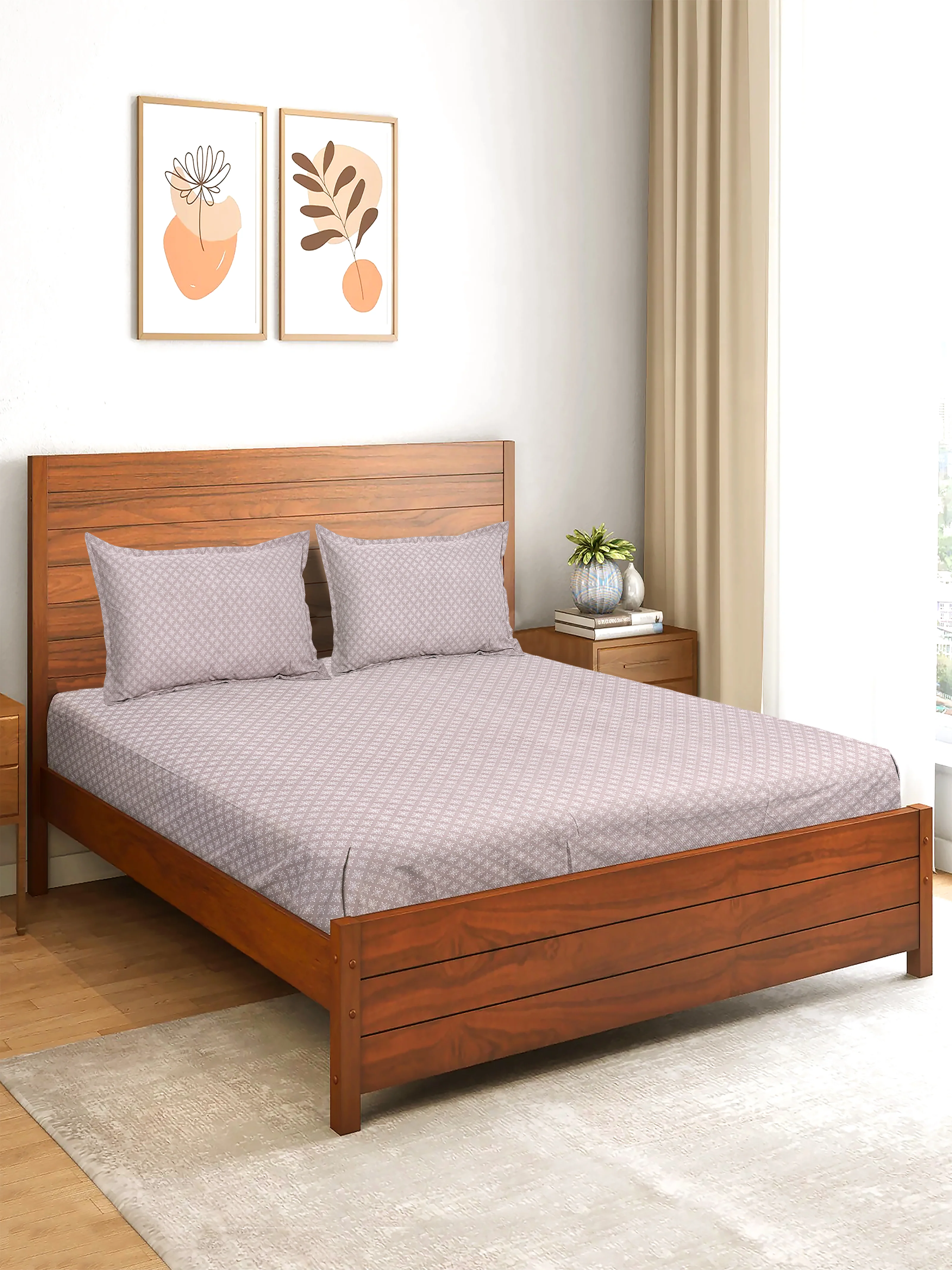 Porto Soft Cotton Bed Sheet with 2 Pillow Covers | Smooth Finish - Image 8
