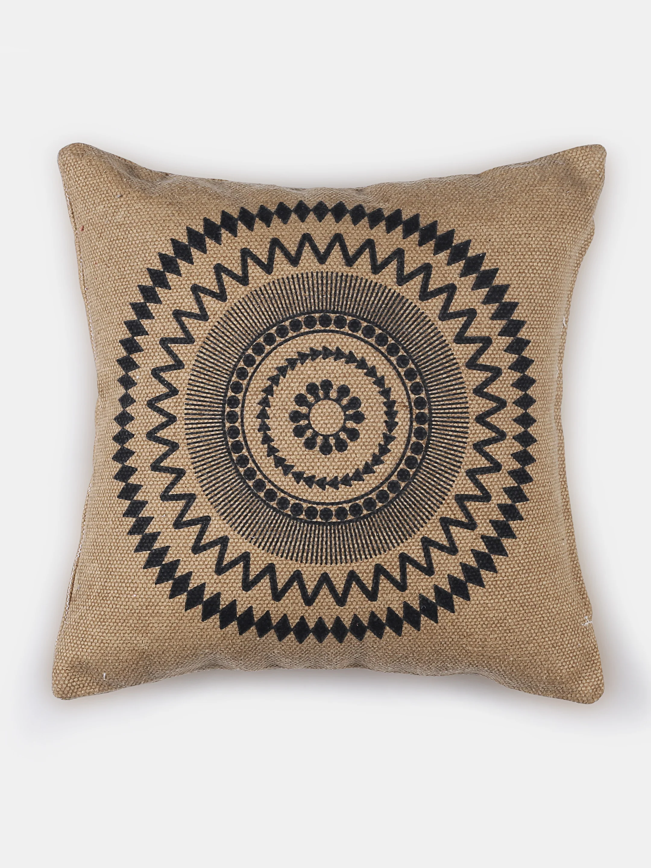 Mandala Earthy Block Print Cotton Cushion Cover - (Set of 2) - Image 4