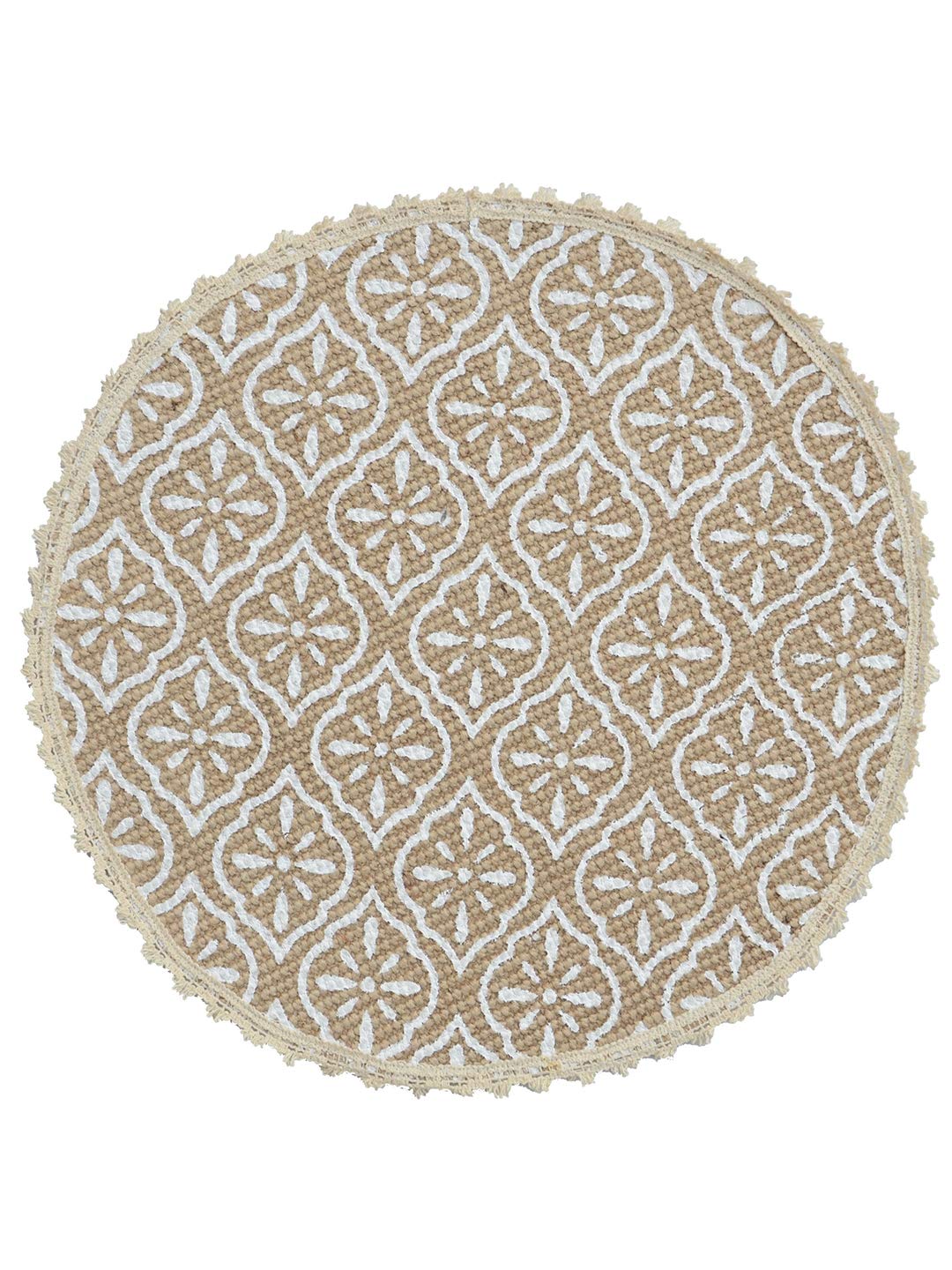 Crochet Round Table Mat with Fringe Edges | Handmade Anti-Skid Decorative Piece - Image 25