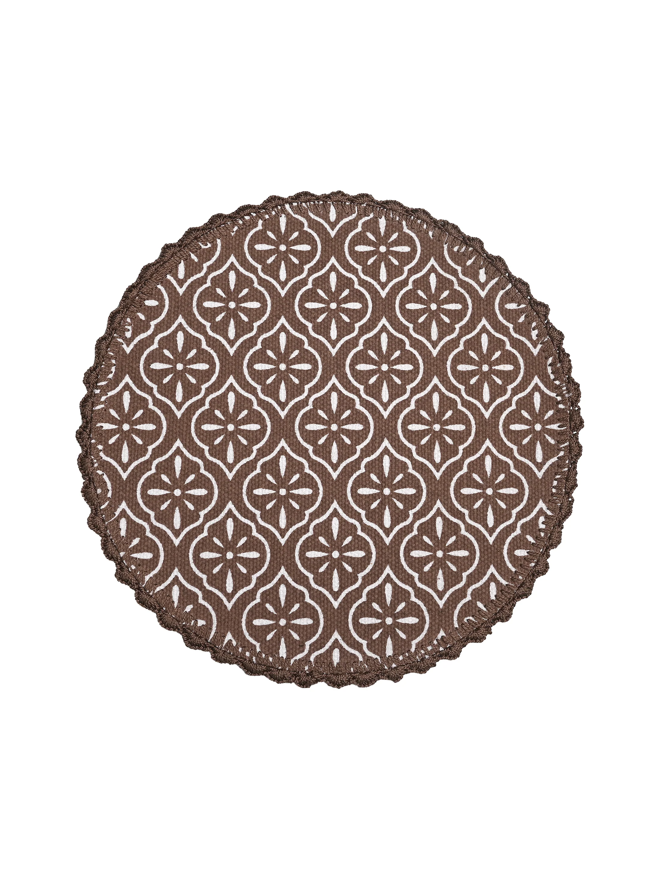 Crochet Round Table Mat with Fringe Edges | Handmade Anti-Skid Decorative Piece - Image 3