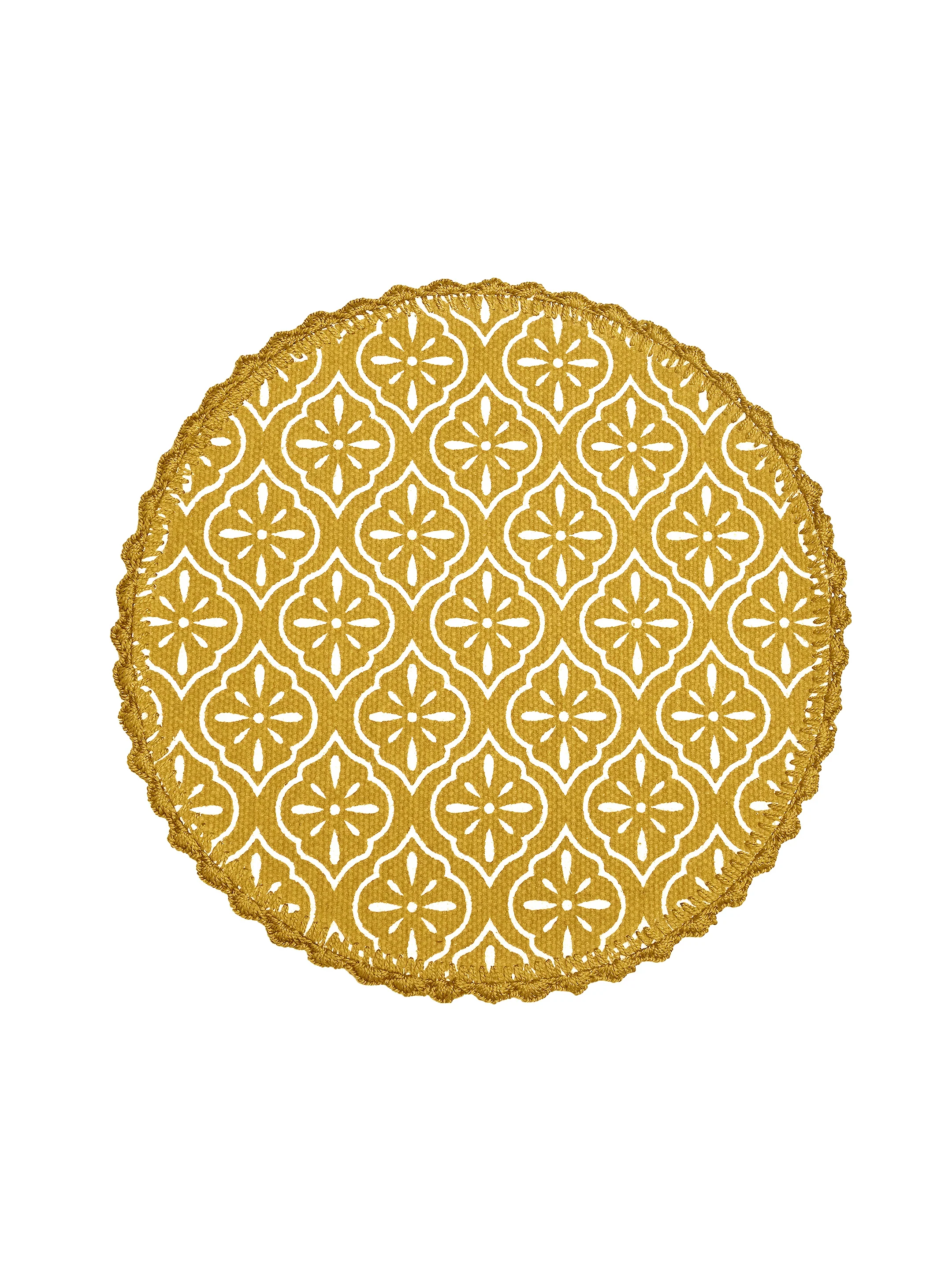 Crochet Round Table Mat with Fringe Edges | Handmade Anti-Skid Decorative Piece - Image 4