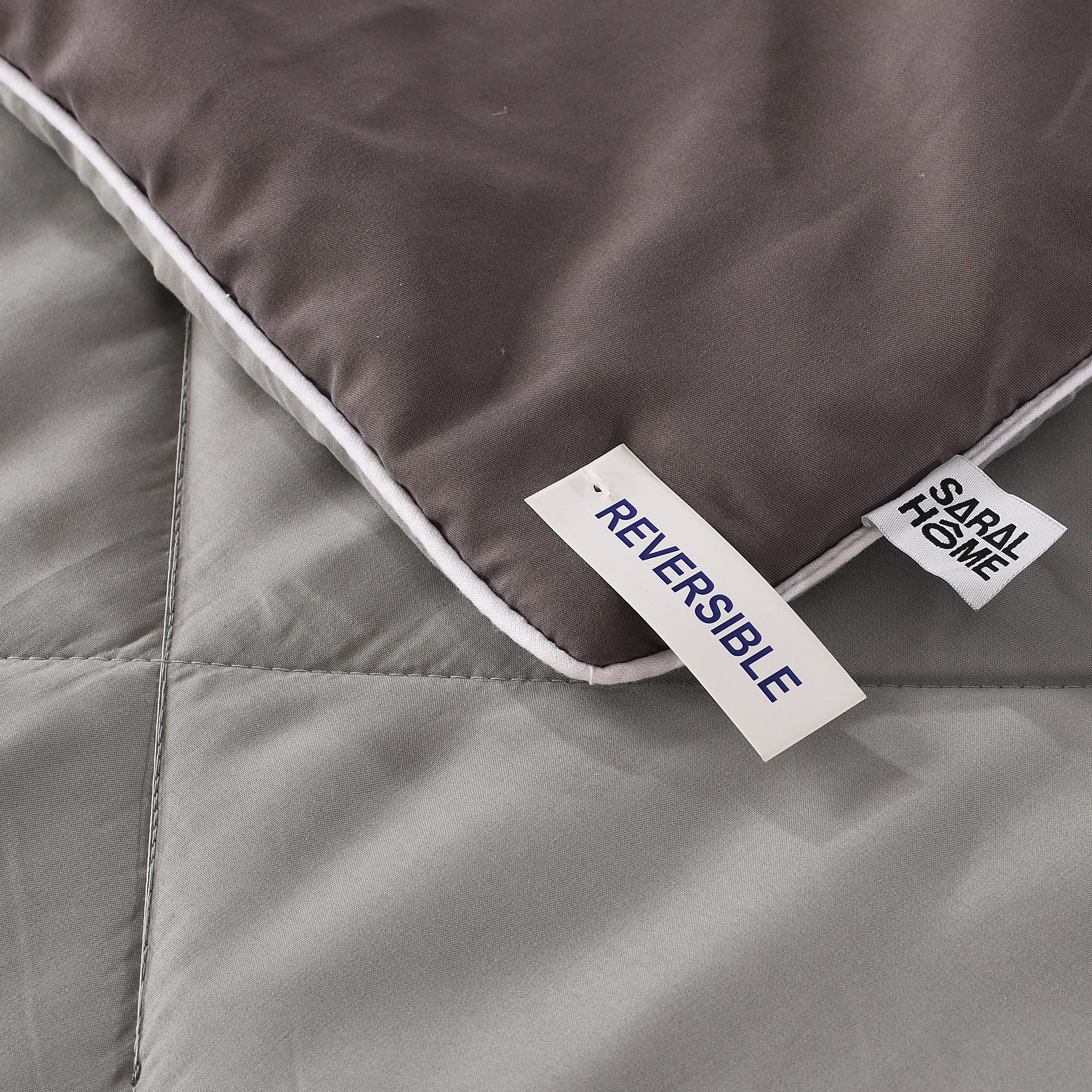 Reversible Solid Cotton Blanket/Comforter (Charcoal Grey + Grey) - Image 4