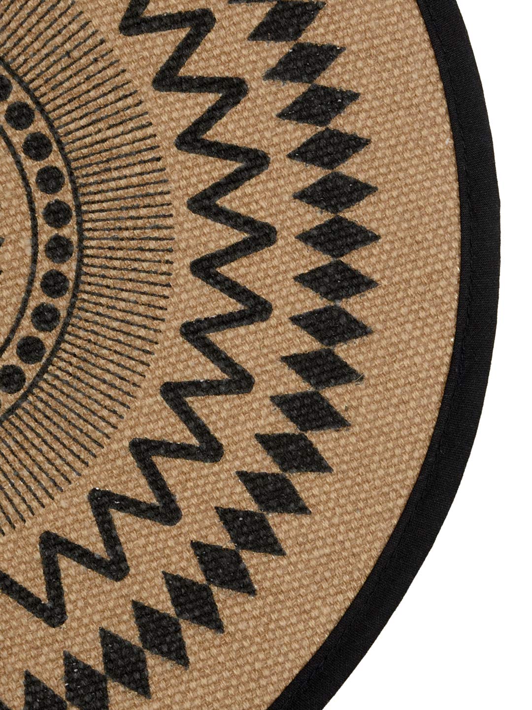 Black Jute & Cotton Printed Mat - Pack of 4 pc, 38x38 Cm - Image 5