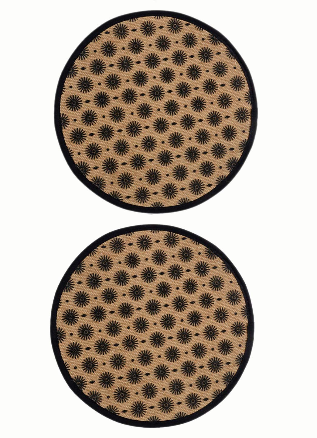 Black Jute & Cotton Printed Mat - Pack of 4 pc, 38x38 Cm - Image 7