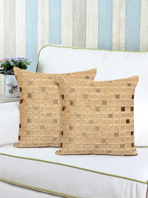 Box Textured Cushion Cover – Set of 2 | Contemporary Woven Design - Image 16